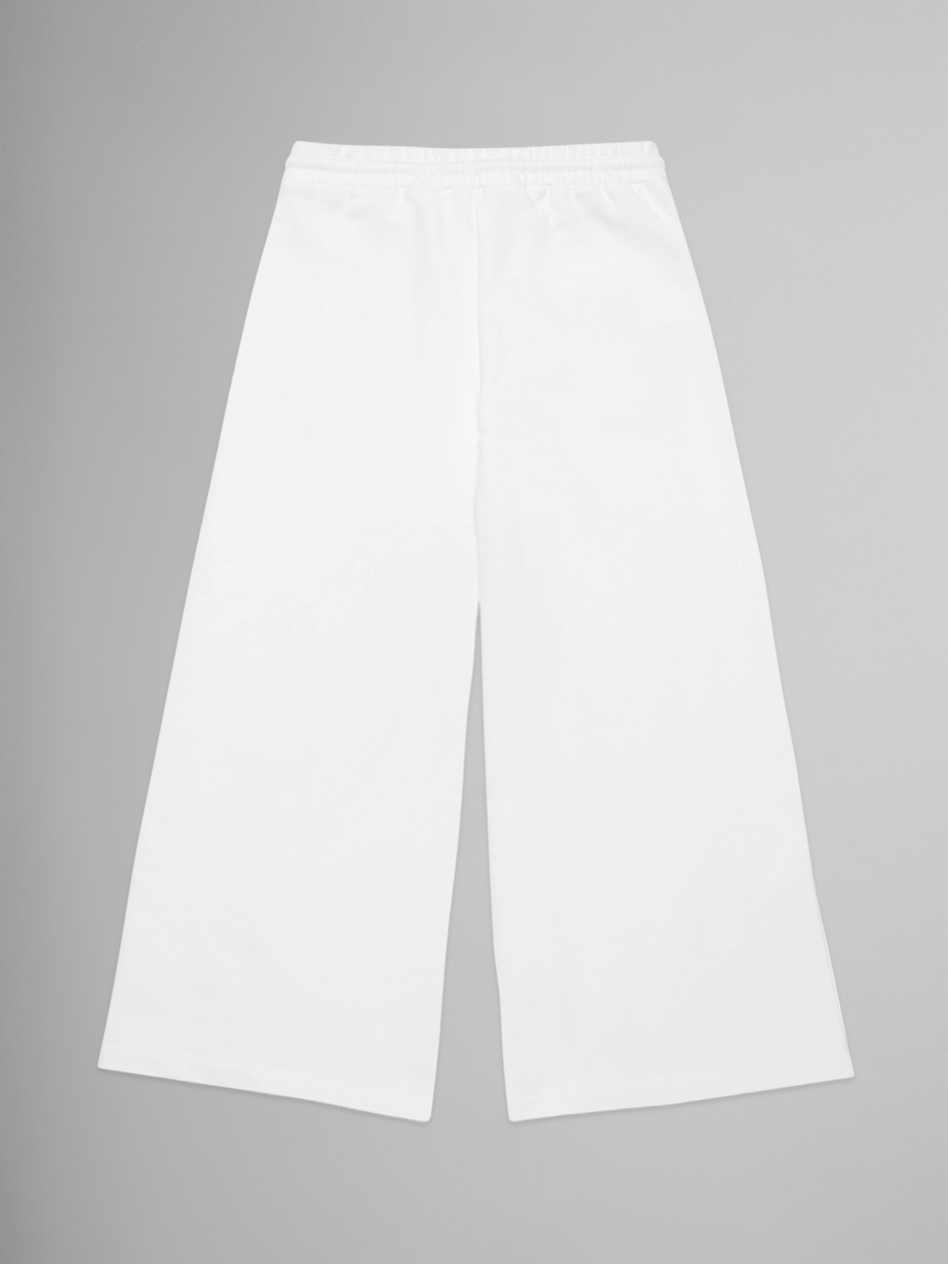 Pantaloni wide bianchi in felpa con taschini - Pantaloni - Image 2