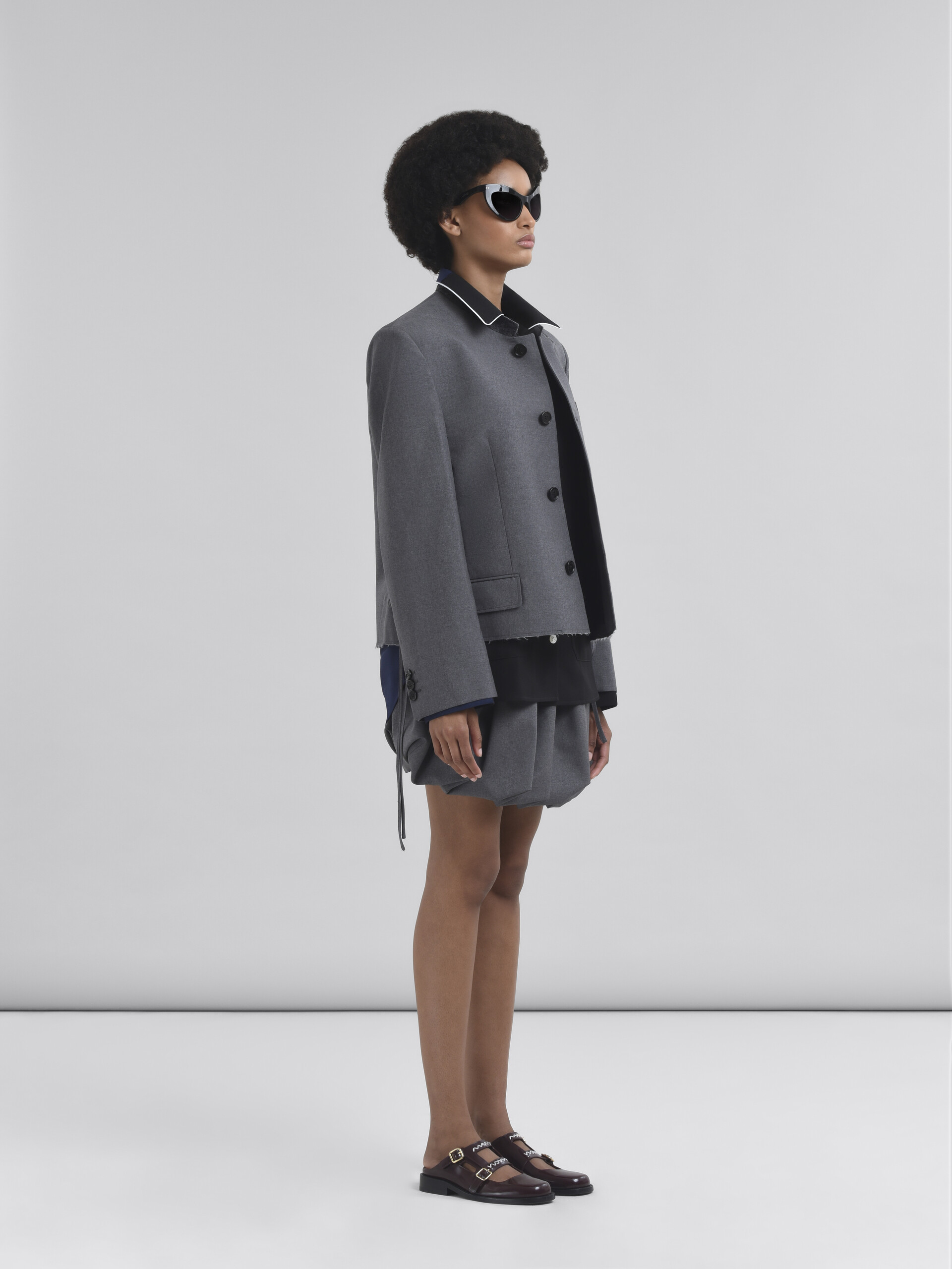 Grey jacket with Mandarin collar and Marni Symbol - Jackets - Image 6