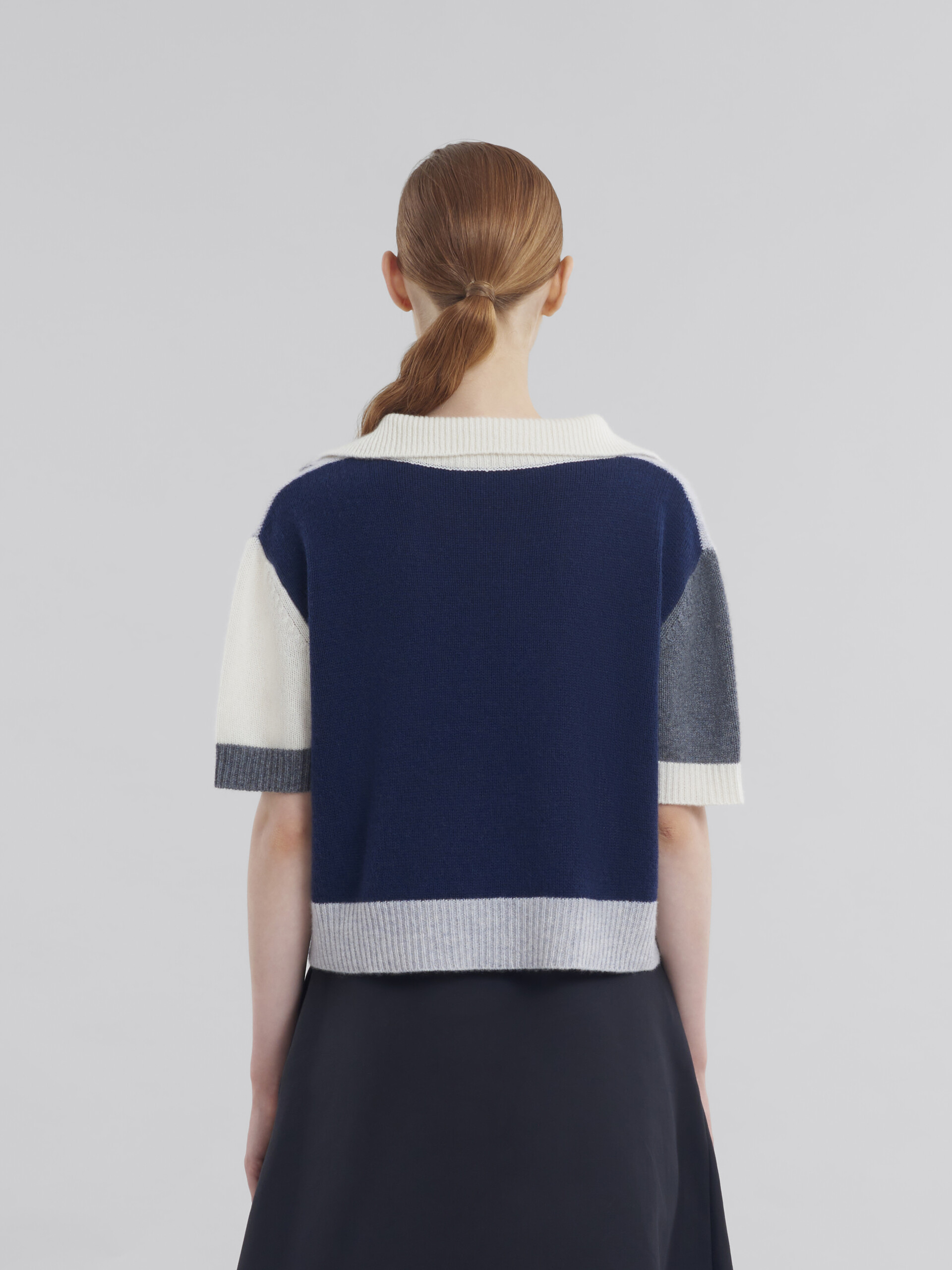 Grey cashmere colour block polo shirt with Marni Symbol - Pullovers - Image 3