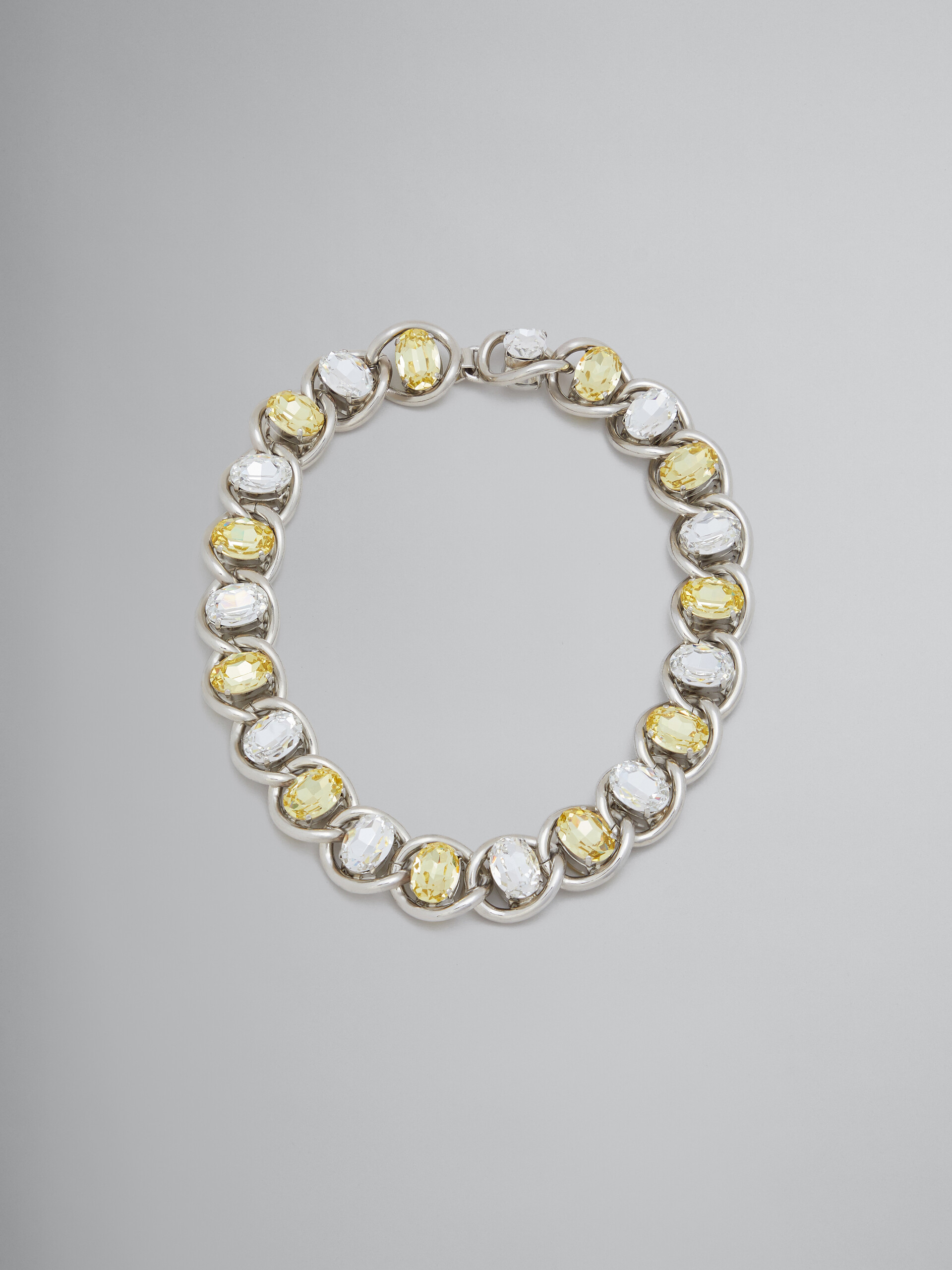 Collar grueso de cadena con strass transparente y amarillo - Collares - Image 1