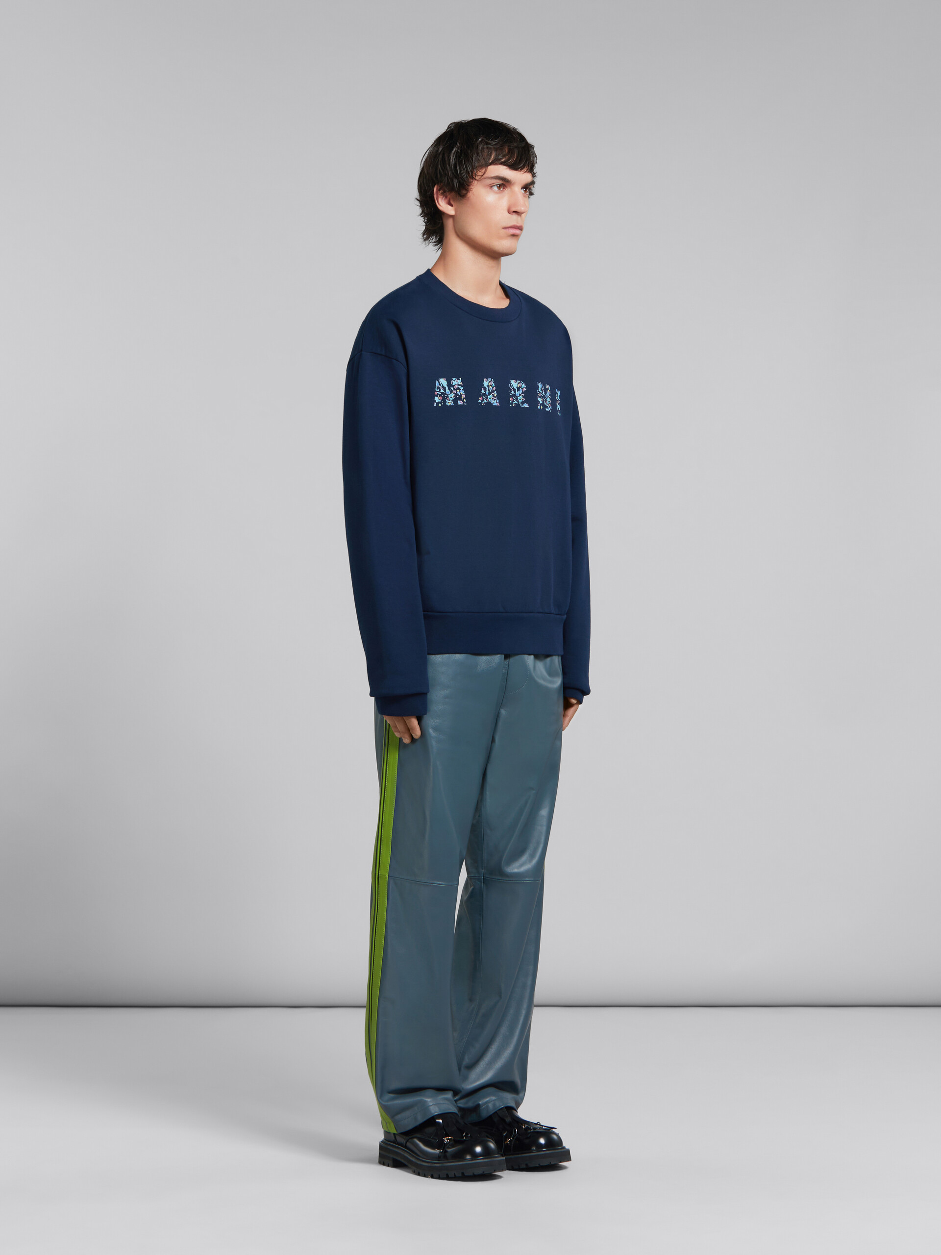 마르니 프린트 패턴 블루 유기농 코튼 스웨트셔츠 - 스웨터 - Image 5