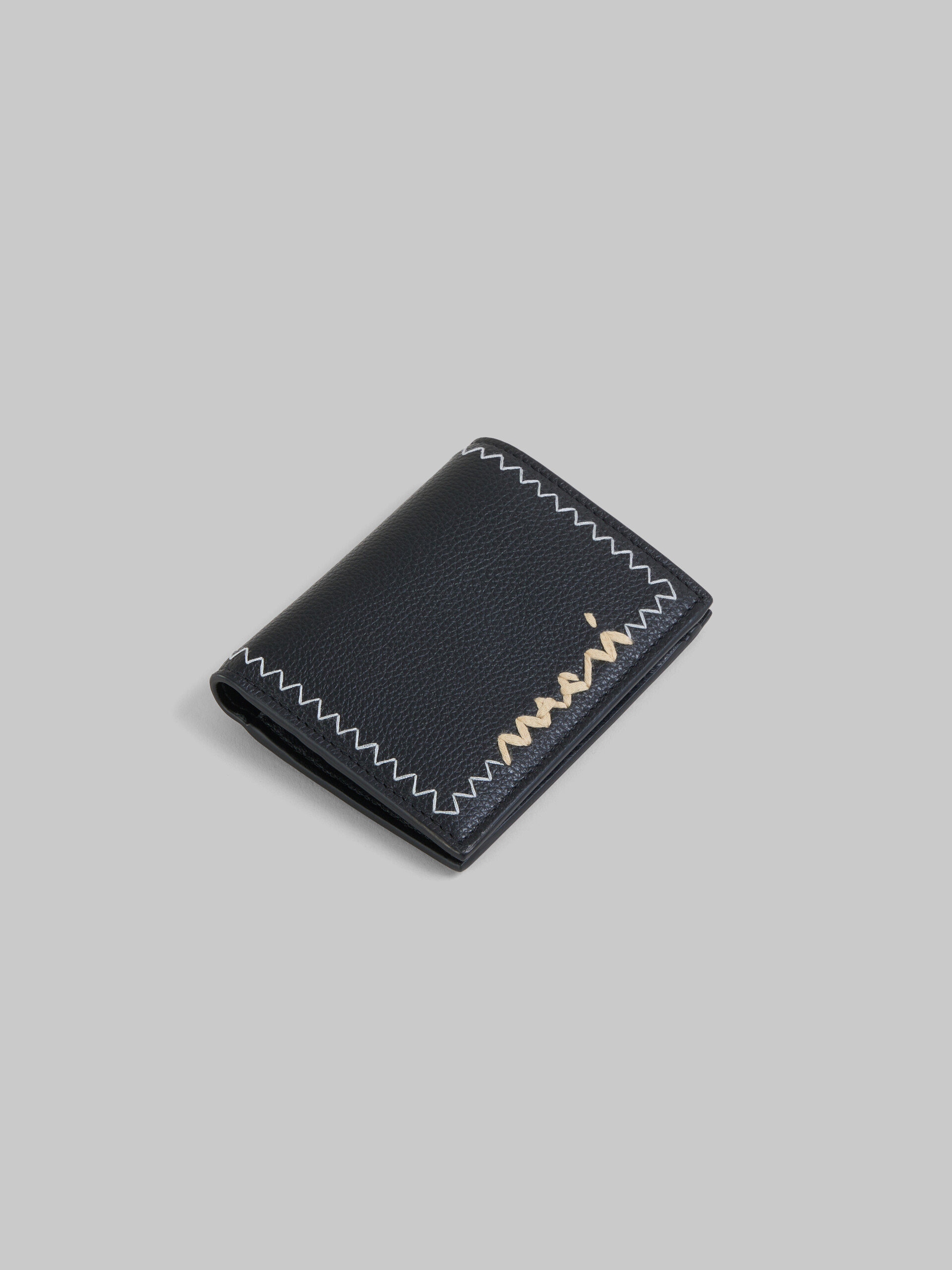 Black bi-fold leather wallet with Marni Mending - Wallets - Image 5