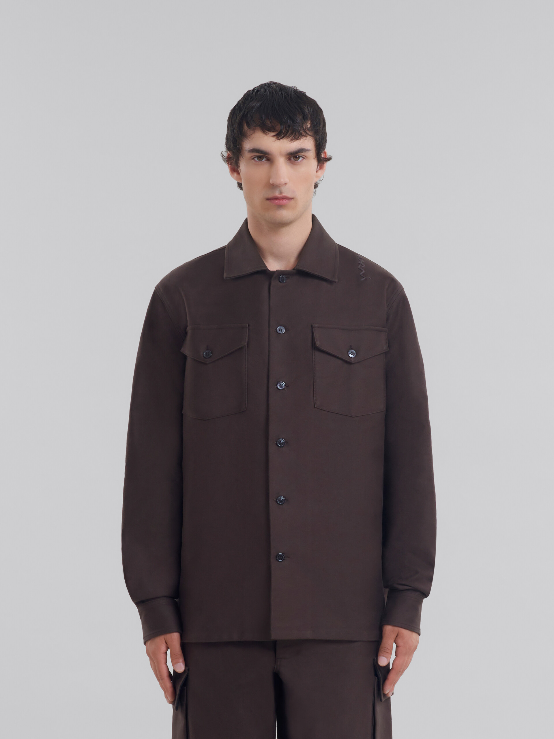 Brown organic cotton satin shirt - Shirts - Image 2