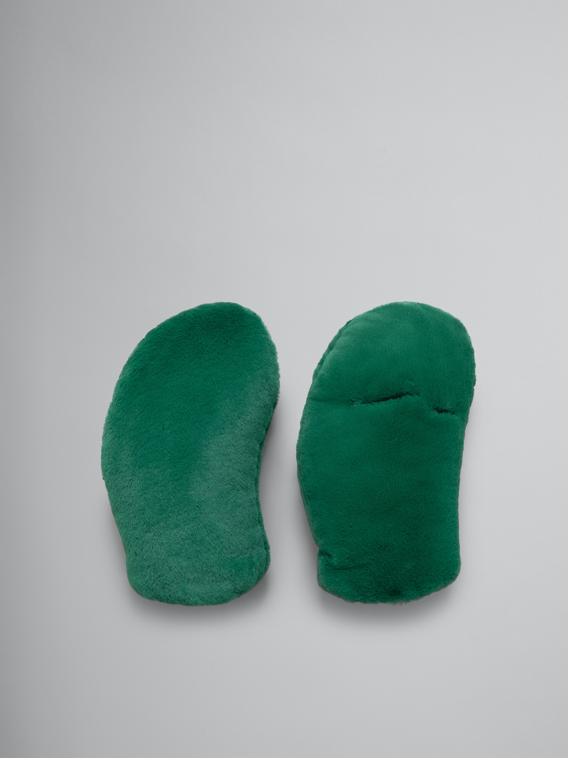 Green padded faux fur mittens - Gloves - Image 1