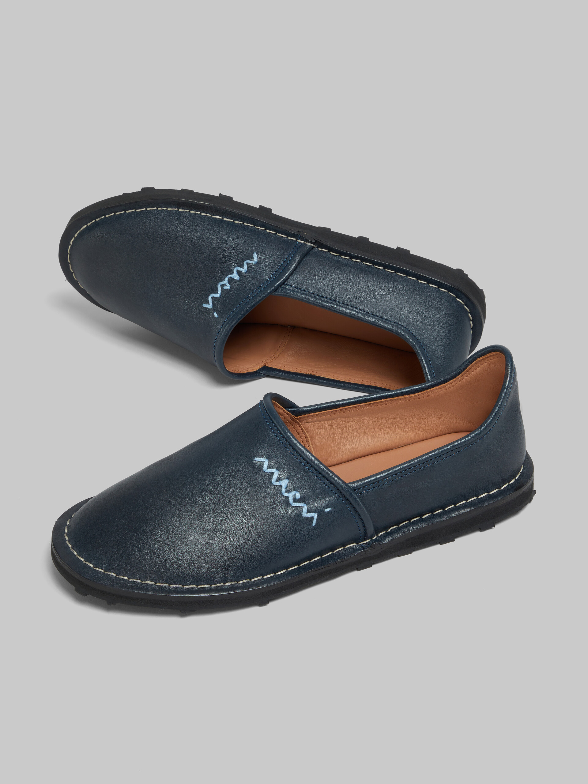 Blue leather slip-on loafer with Marni Symbol - Lace-ups - Image 5