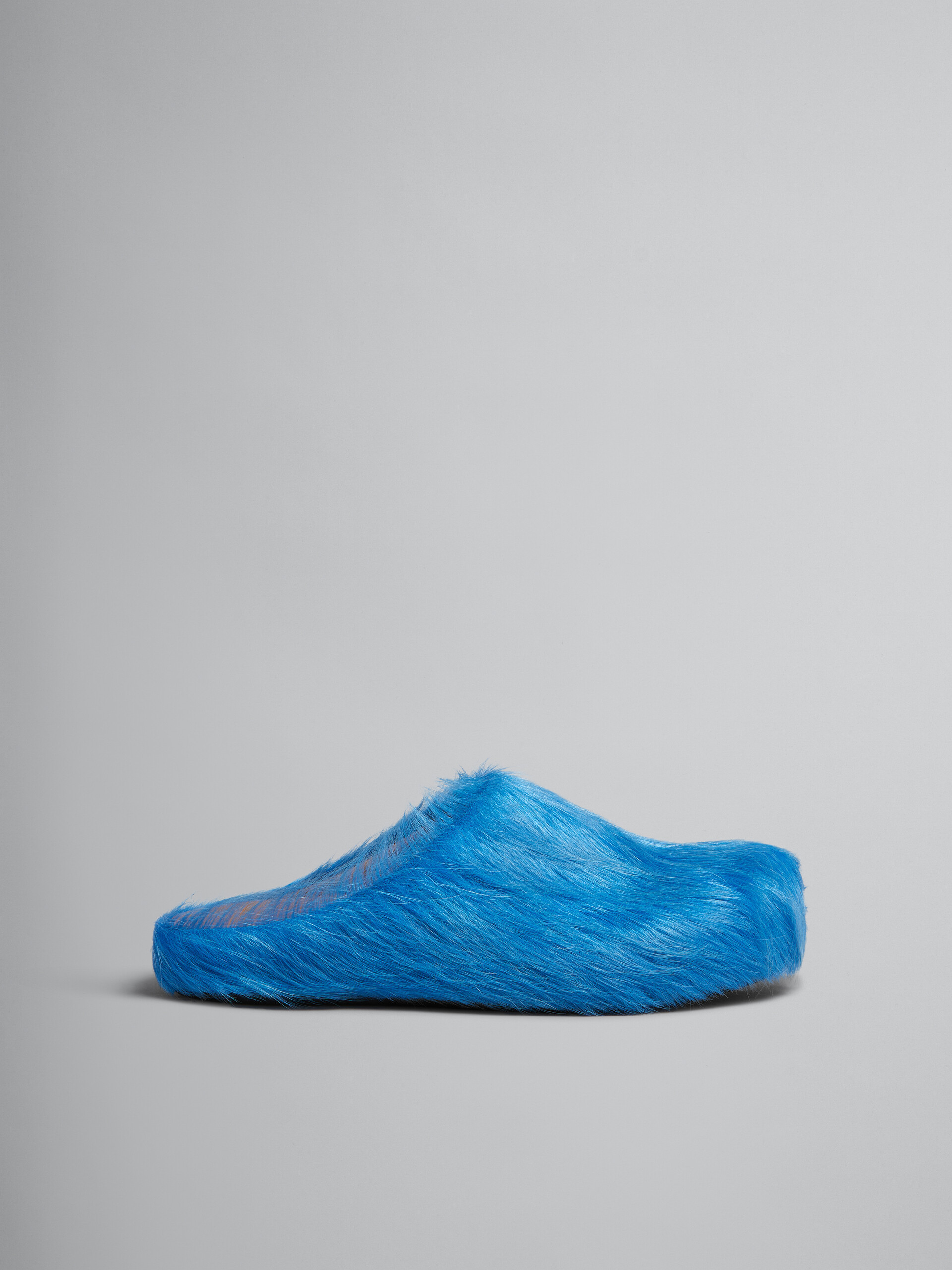 Blue long-hair calfskin Fussbett sabot - Clogs - Image 1
