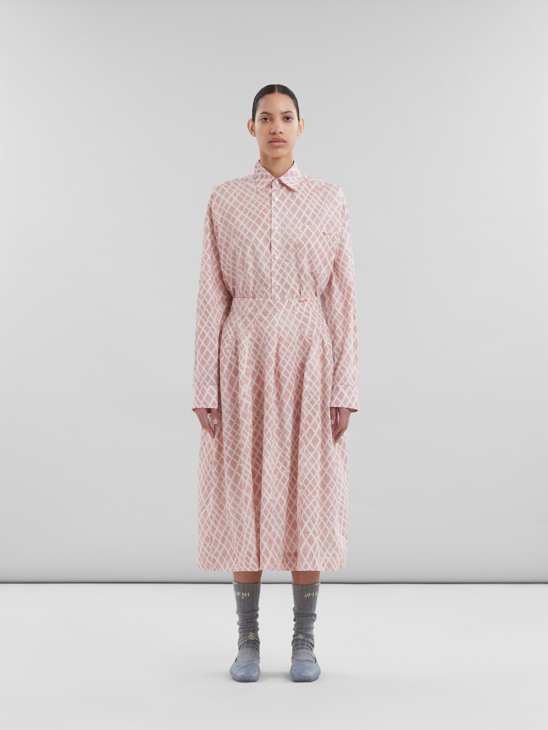 Pink poplin midi skirt with Landscapes print - Skirts - Image 2