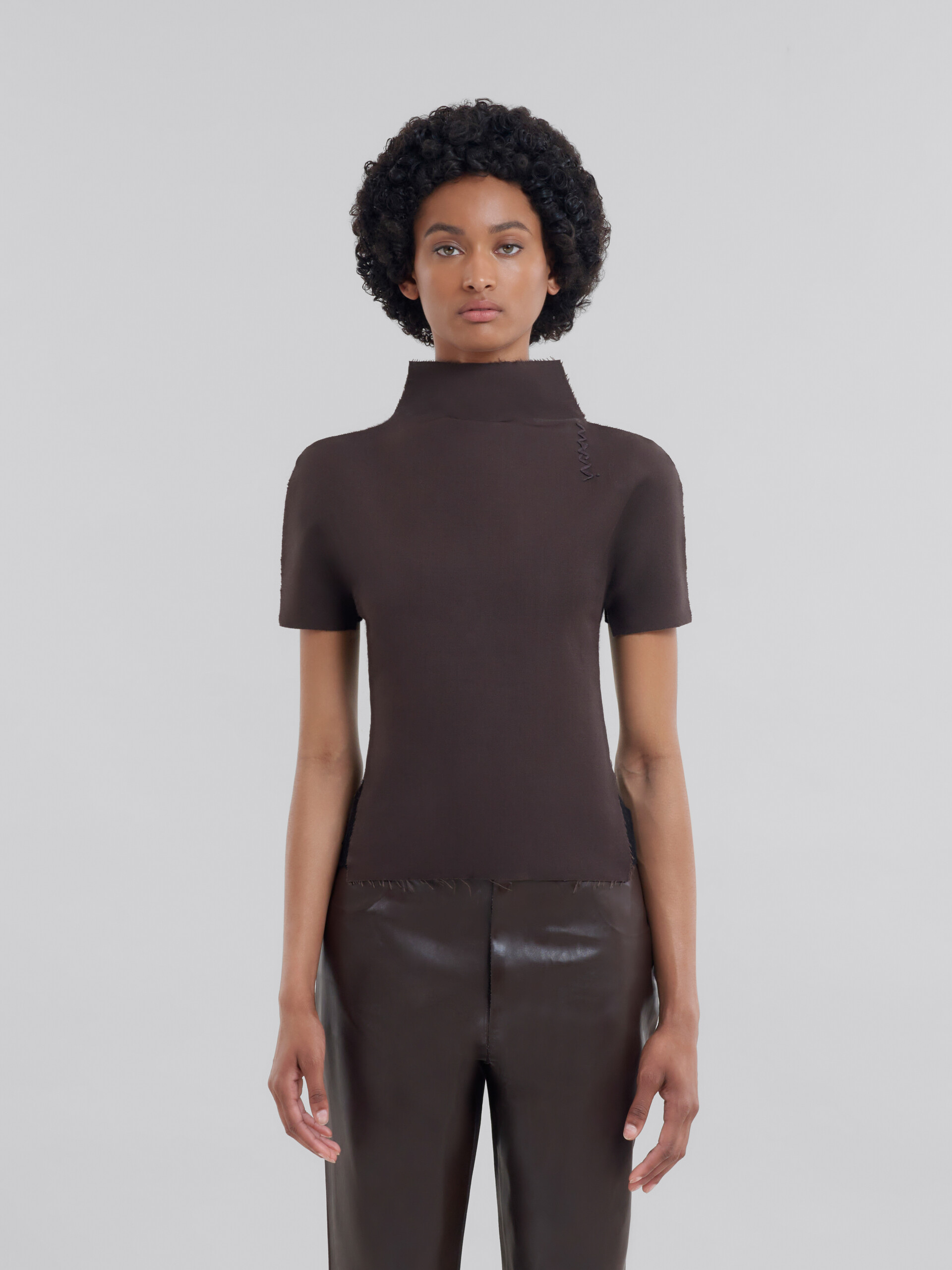 Brown and black wool and cashmere sweater - Pullovers - Image 2