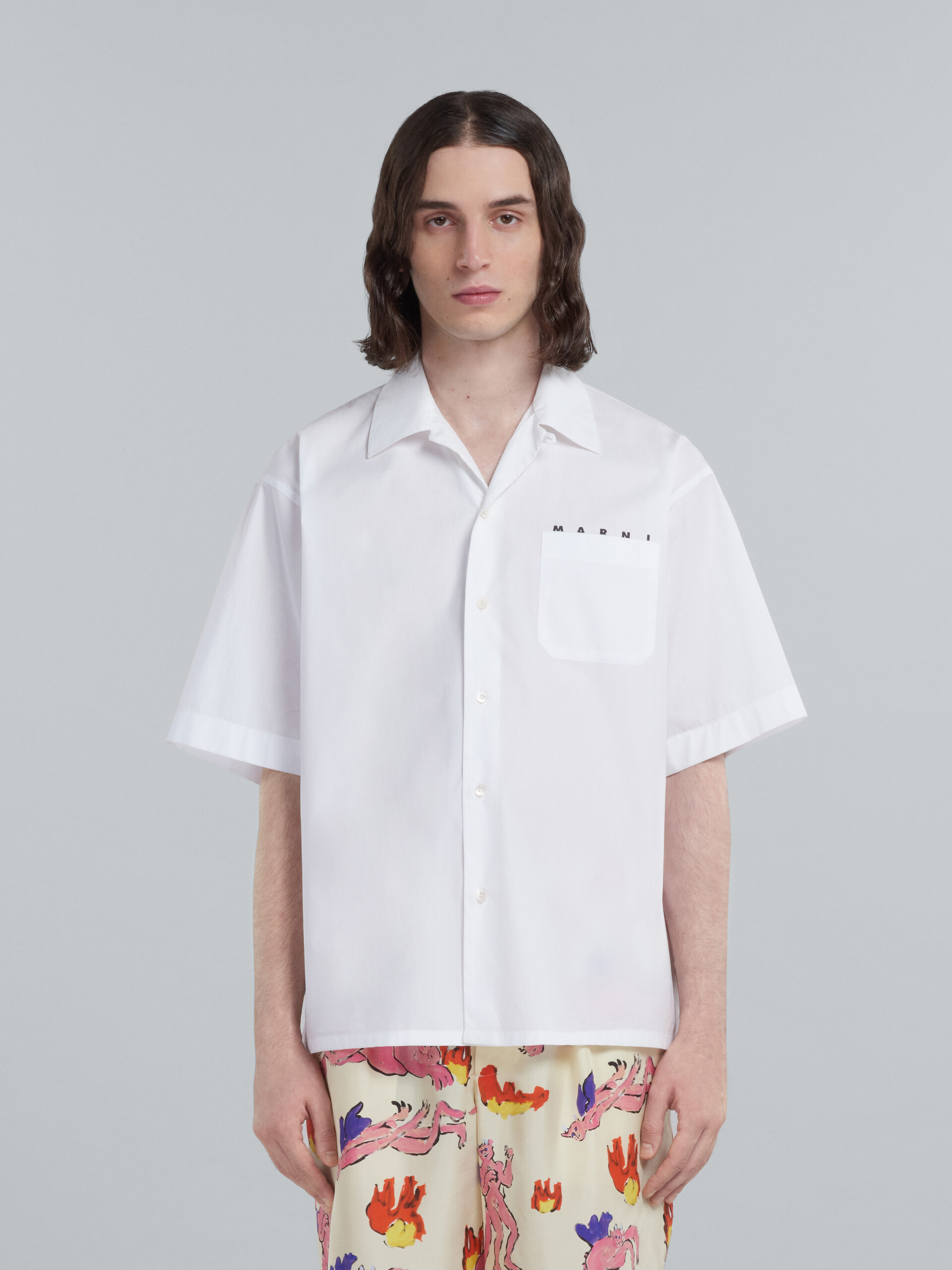 Chemise de bowling en popeline blanche teinte en fil - Chemises - Image 2
