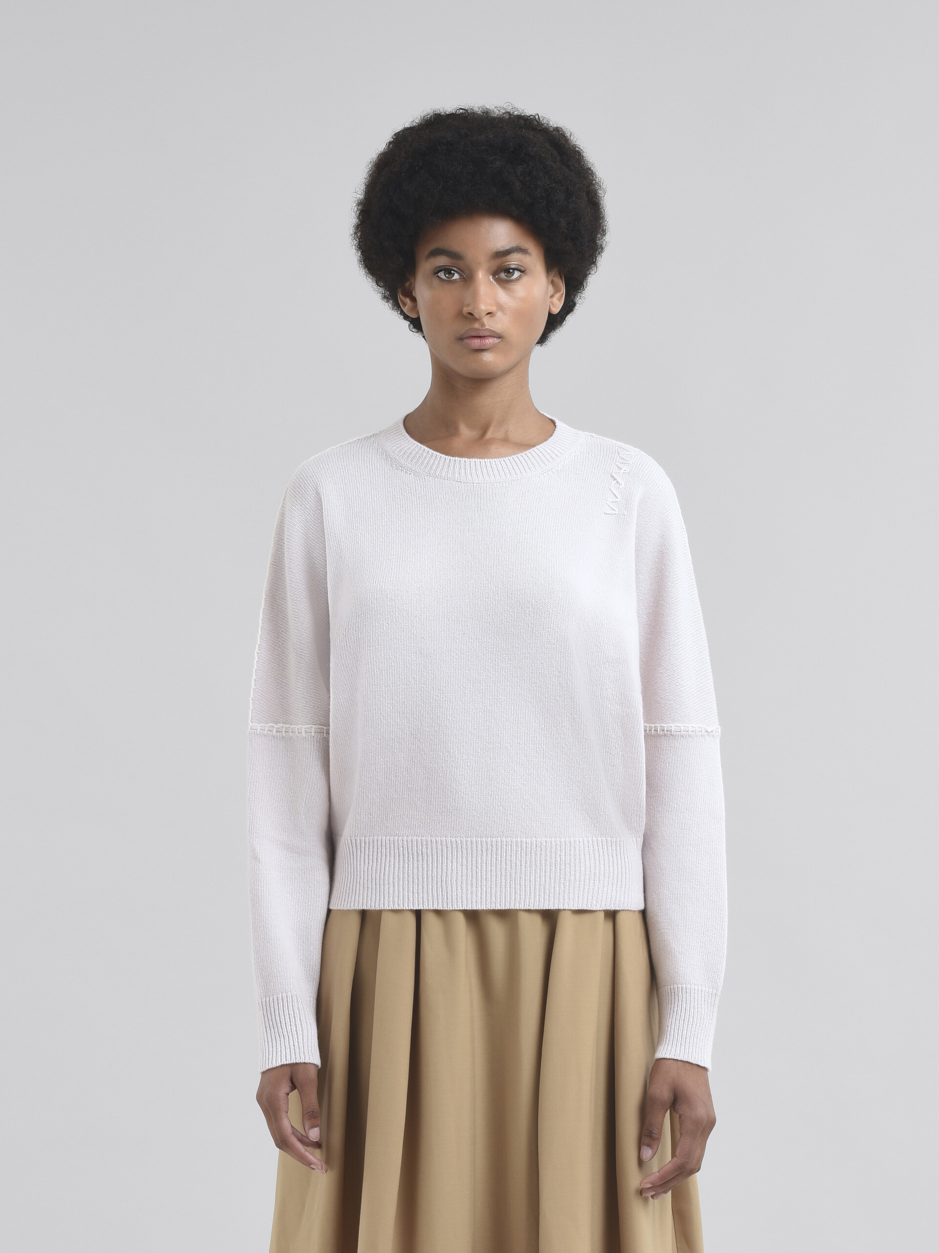 Light pink wool and cashmere crew neck jumper with Marni Symbol - Pullovers - Image 2