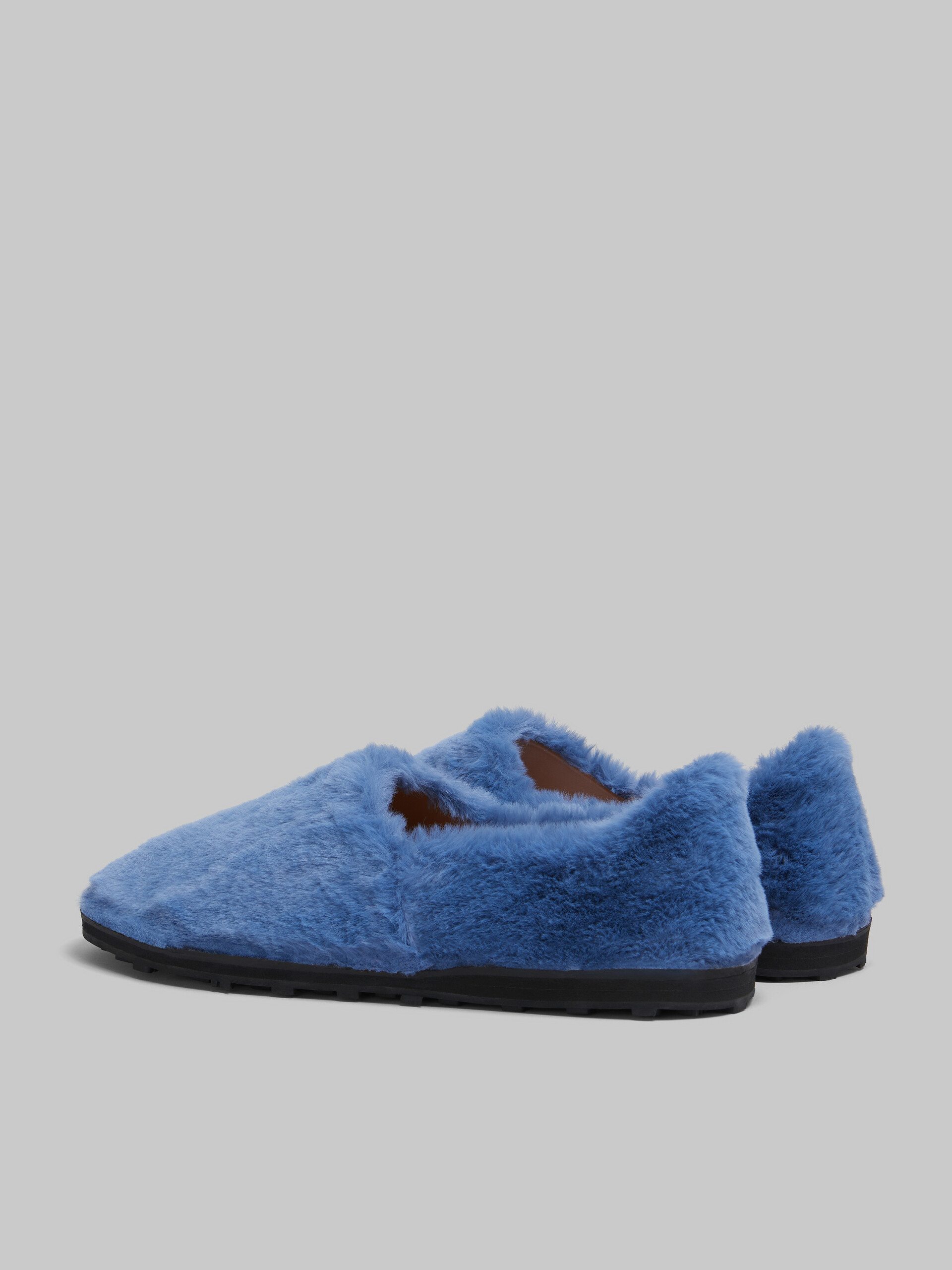 Blue slip-on loafer in faux fur - Lace-ups - Image 3