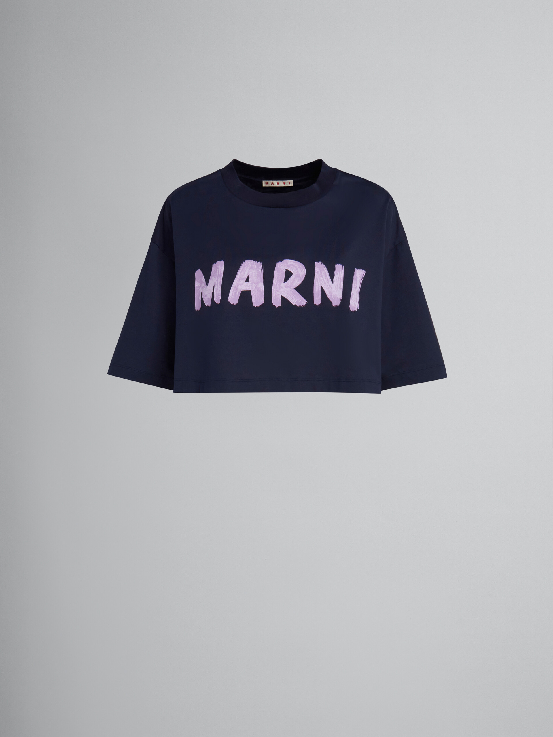 T-shirt in cotone biologico blu scuro con stampa Marni - T-shirt - Image 1