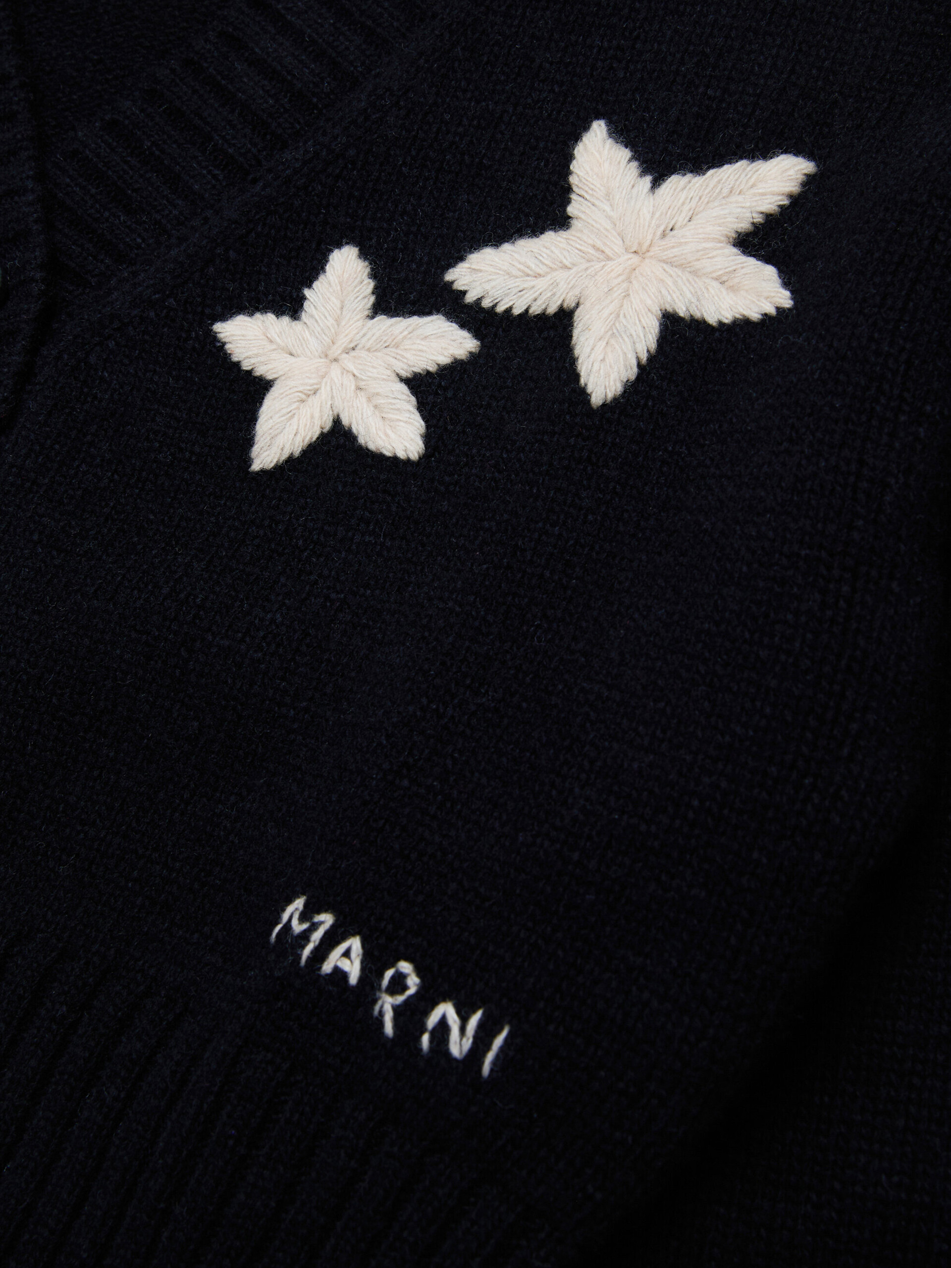 Black wool-blend cardigan with stars - Knitwear - Image 4