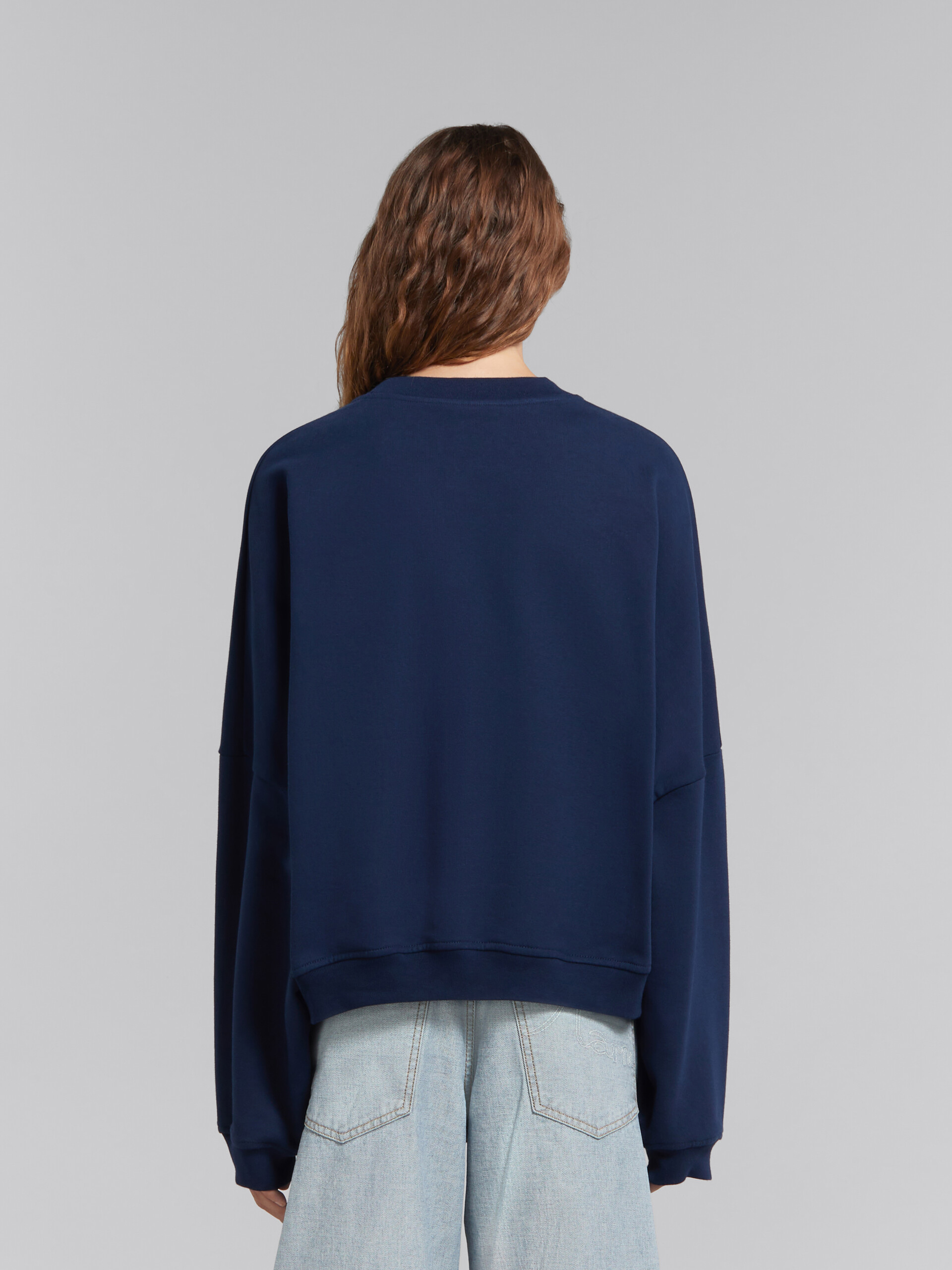 Blue organic cotton sweatshirt with Marni print - Pullovers - Image 3