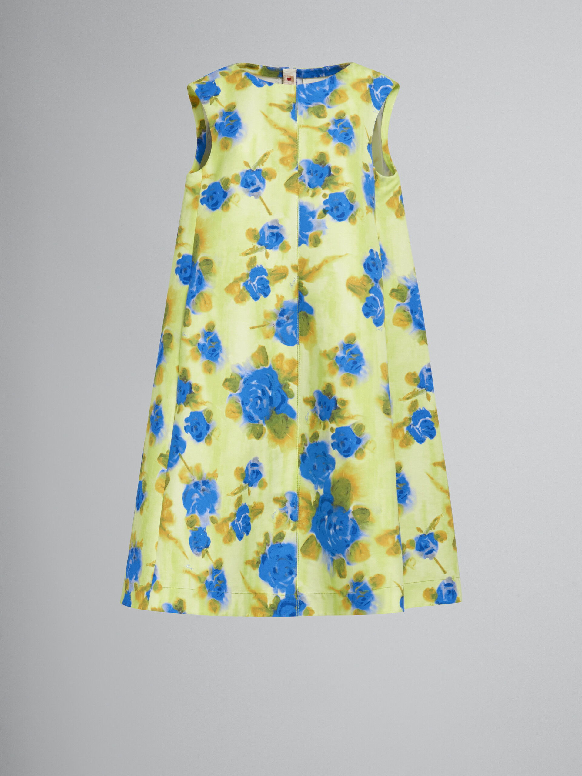 Gelbes Kokonkleid aus Cady mit Idyll-Print - Kleider - Image 1