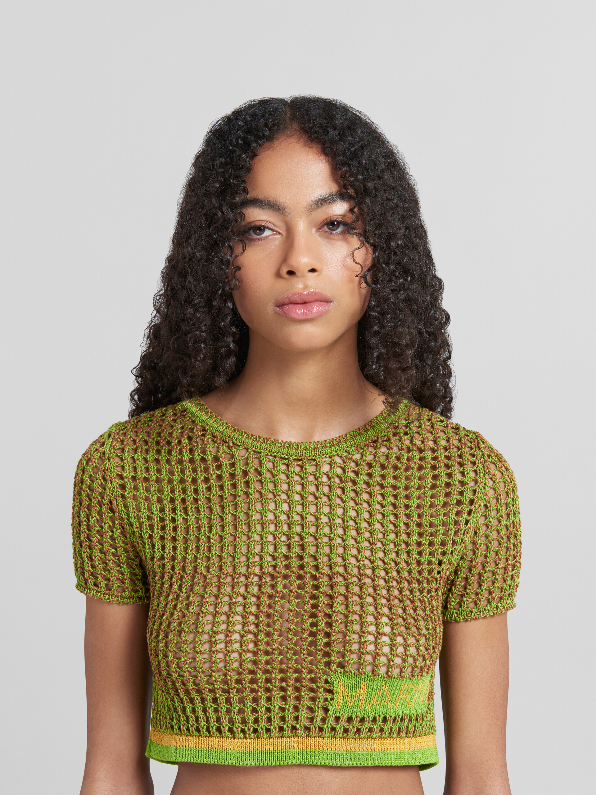 グリーンのオーガニックコットン製ネットTシャツ - プルオーバー - Image 4