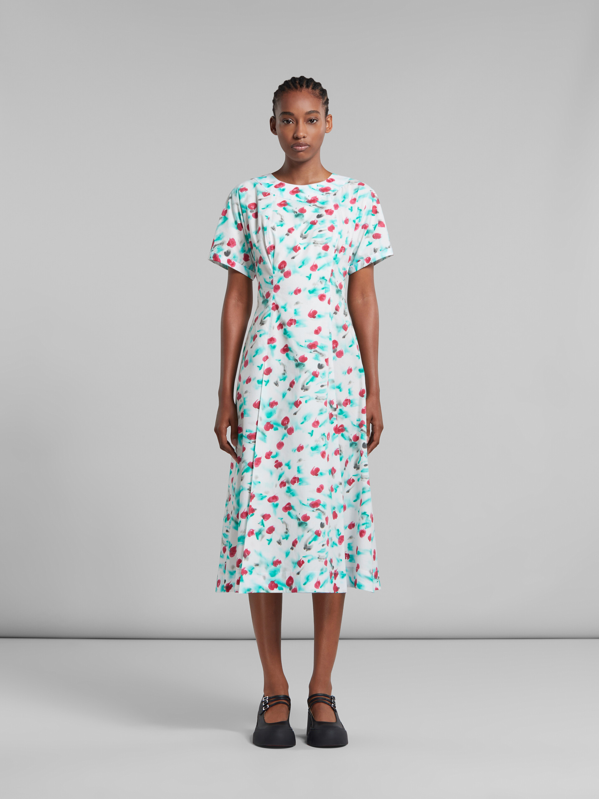 Reverie 프린트 장식 화이트 포플린 미디 드레스 - 드레스 - Image 2