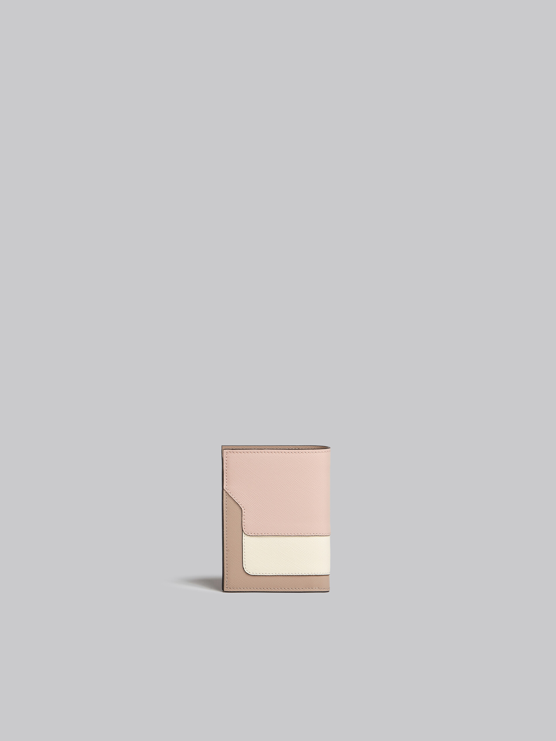Portafoglio bi-fold in saffiano blu bianco e marrone - Portafogli - Image 3