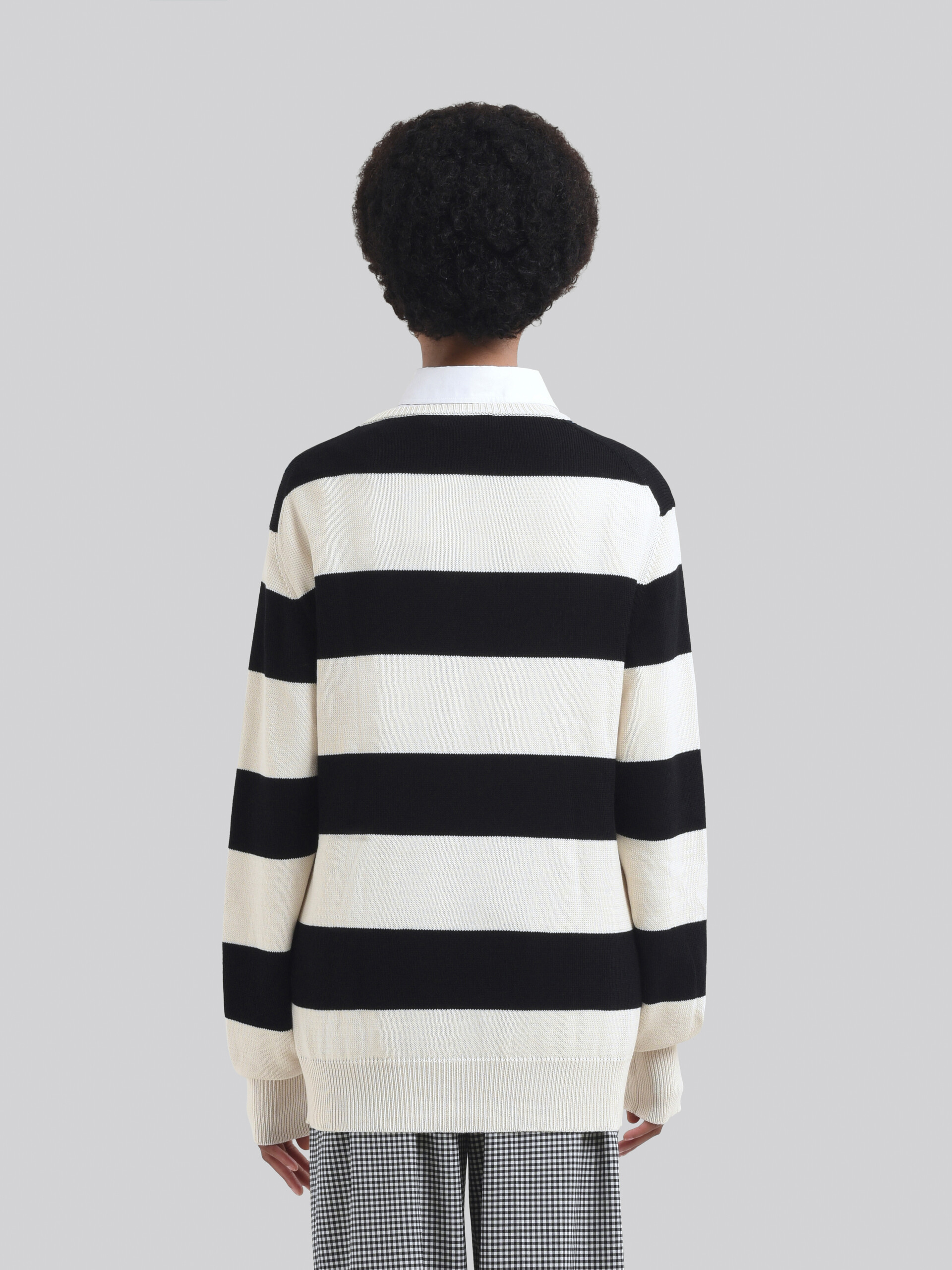 Black and white striped argyle cotton jumper - Pullovers - Image 3