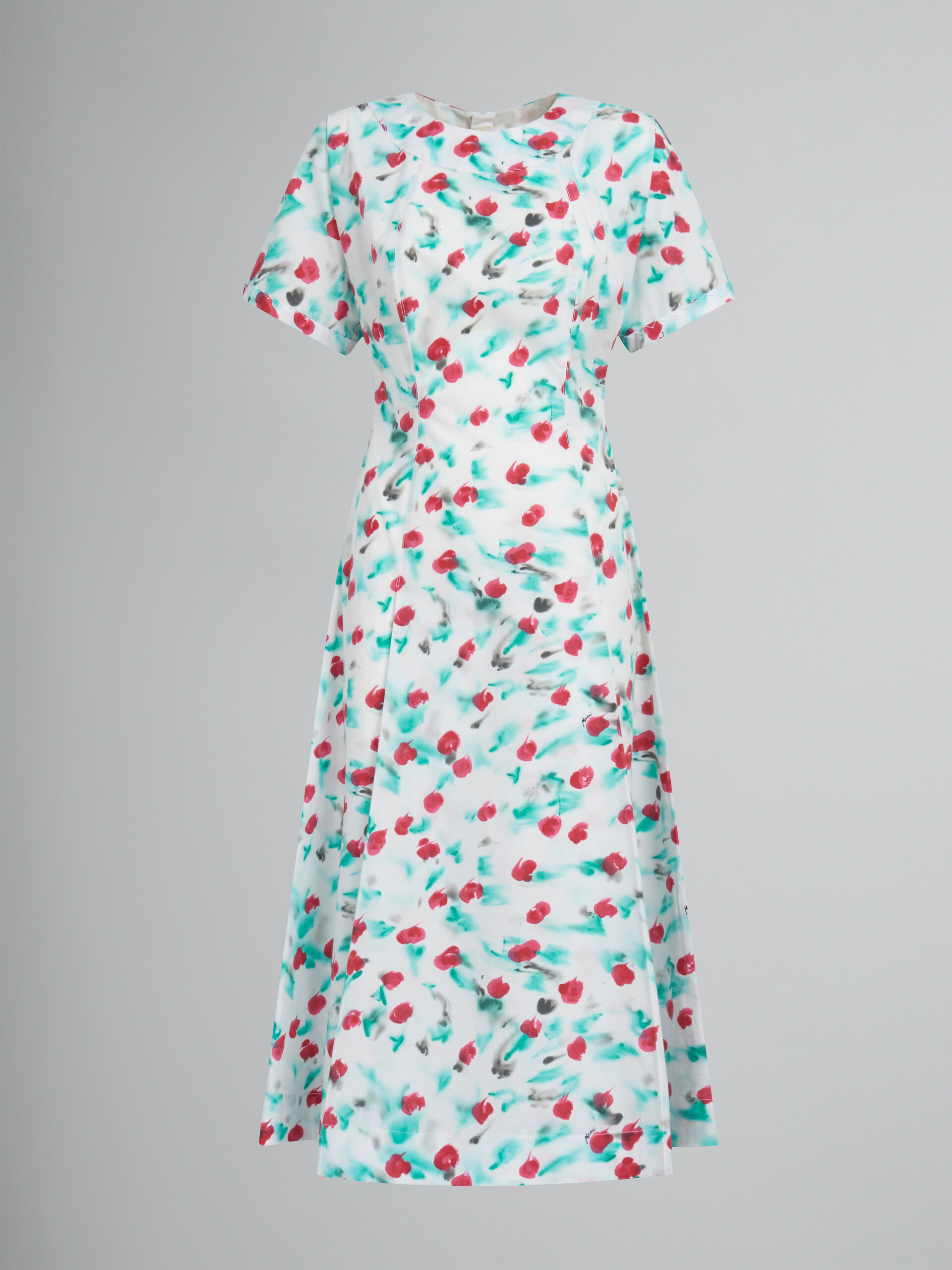 Reverie 프린트 장식 화이트 포플린 미디 드레스 - 드레스 - Image 1