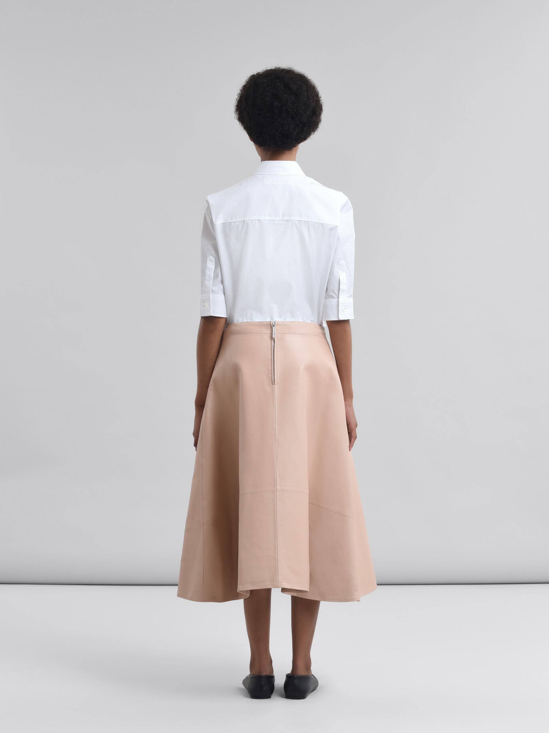 Pink nappa leather A-line skirt - Skirts - Image 3