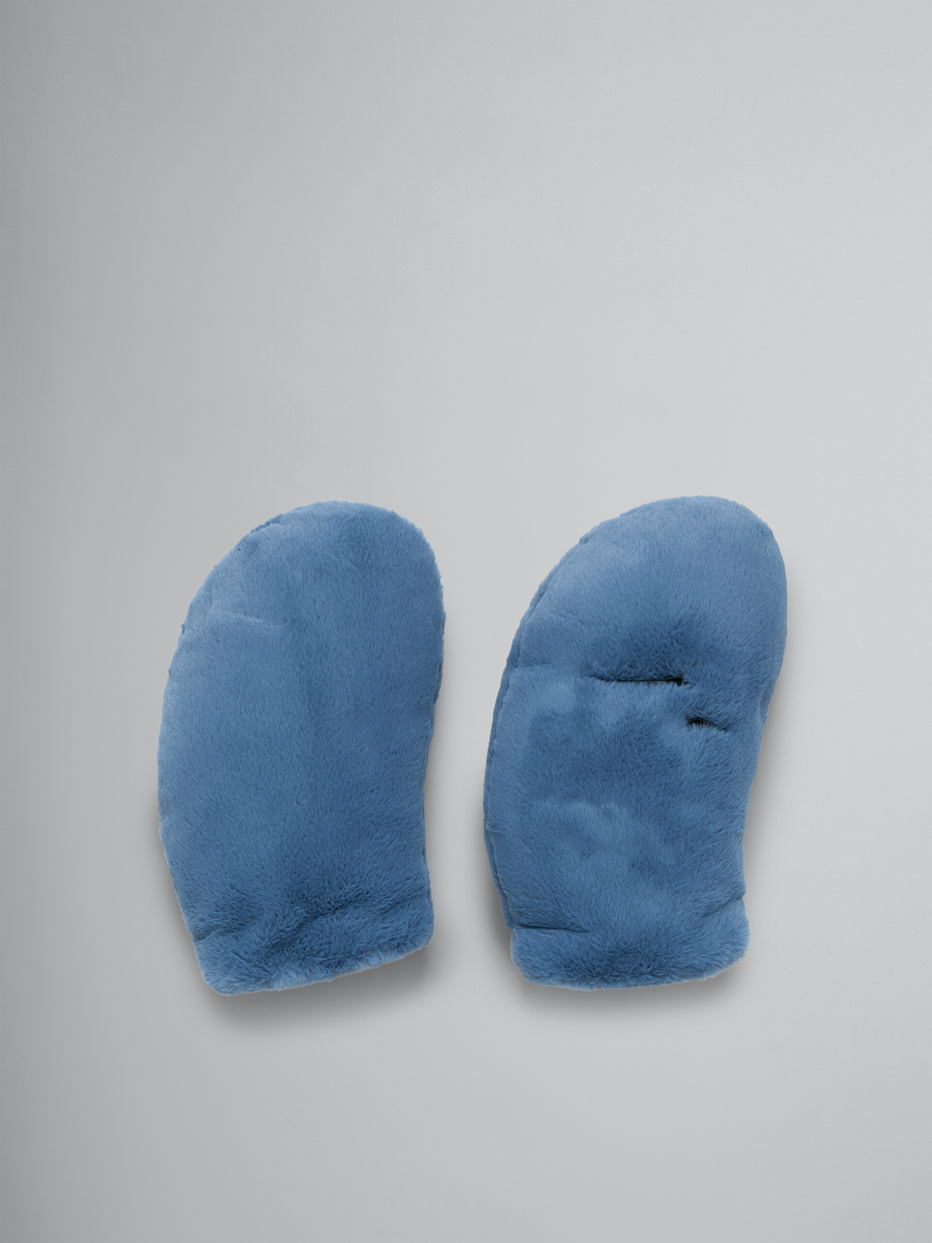 Electric blue padded faux fur mittens - Gloves - Image 1