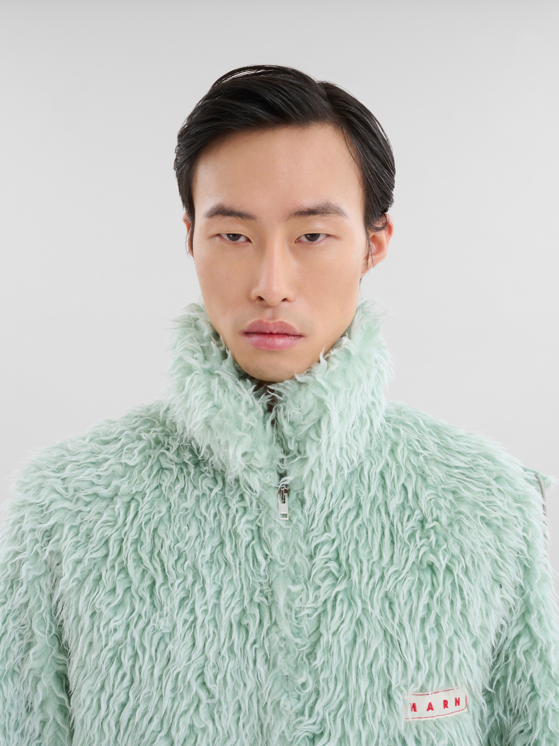 Green shaggy jacket with detachable hood - Jackets - Image 4