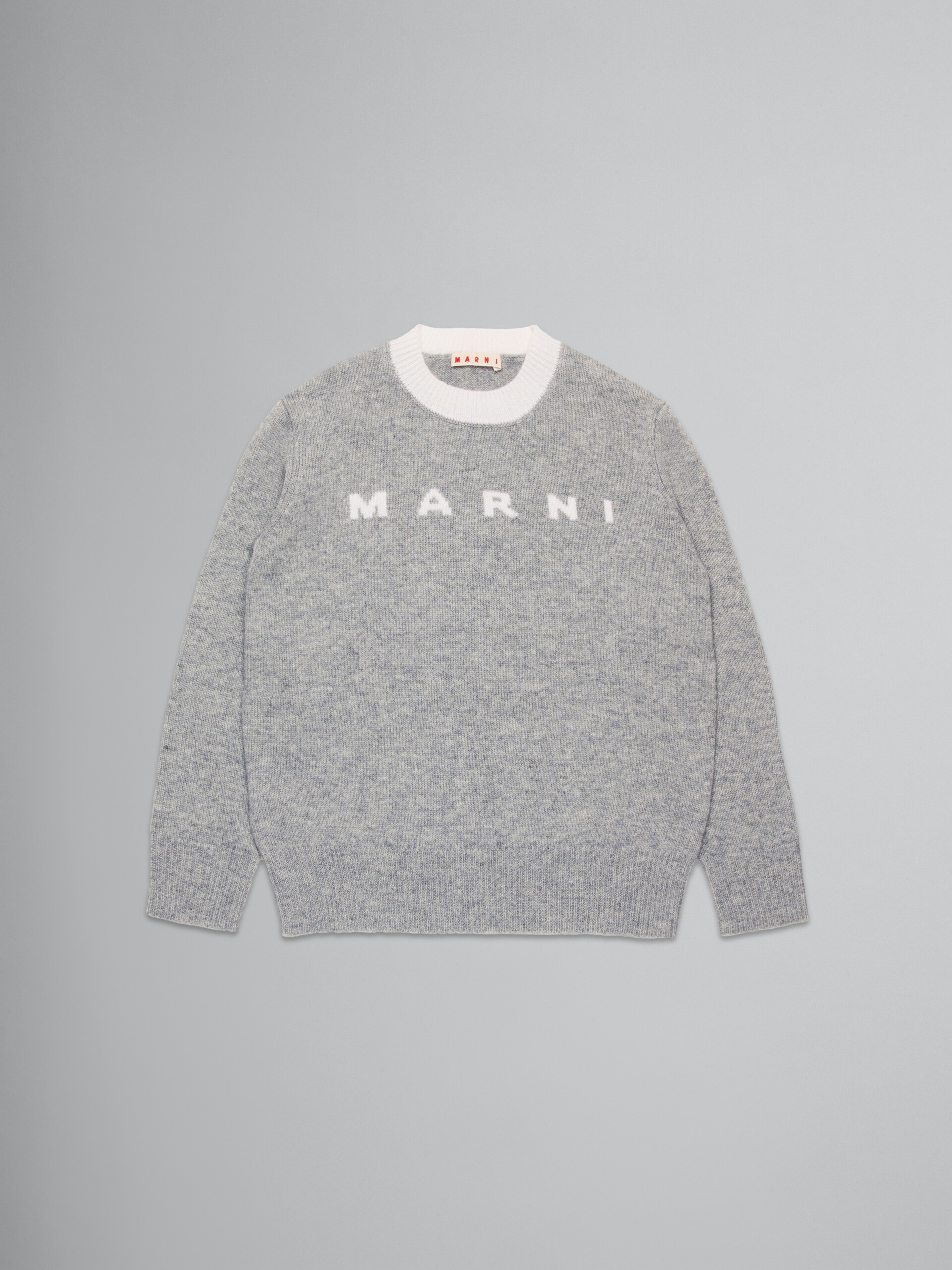 Grey cashmere-blend pullover with logo - Knitwear - Image 1