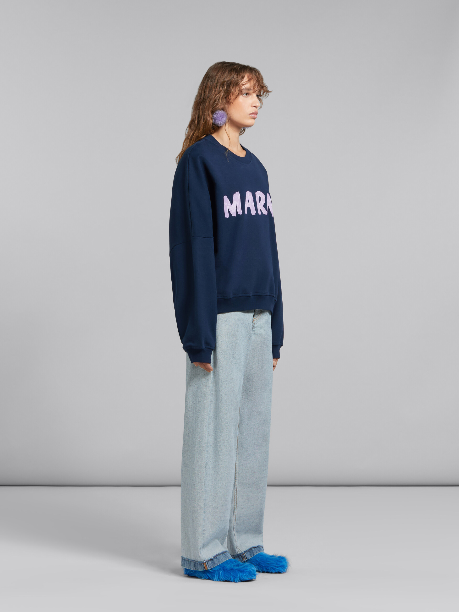 Blue organic cotton sweatshirt with Marni print - Pullovers - Image 5