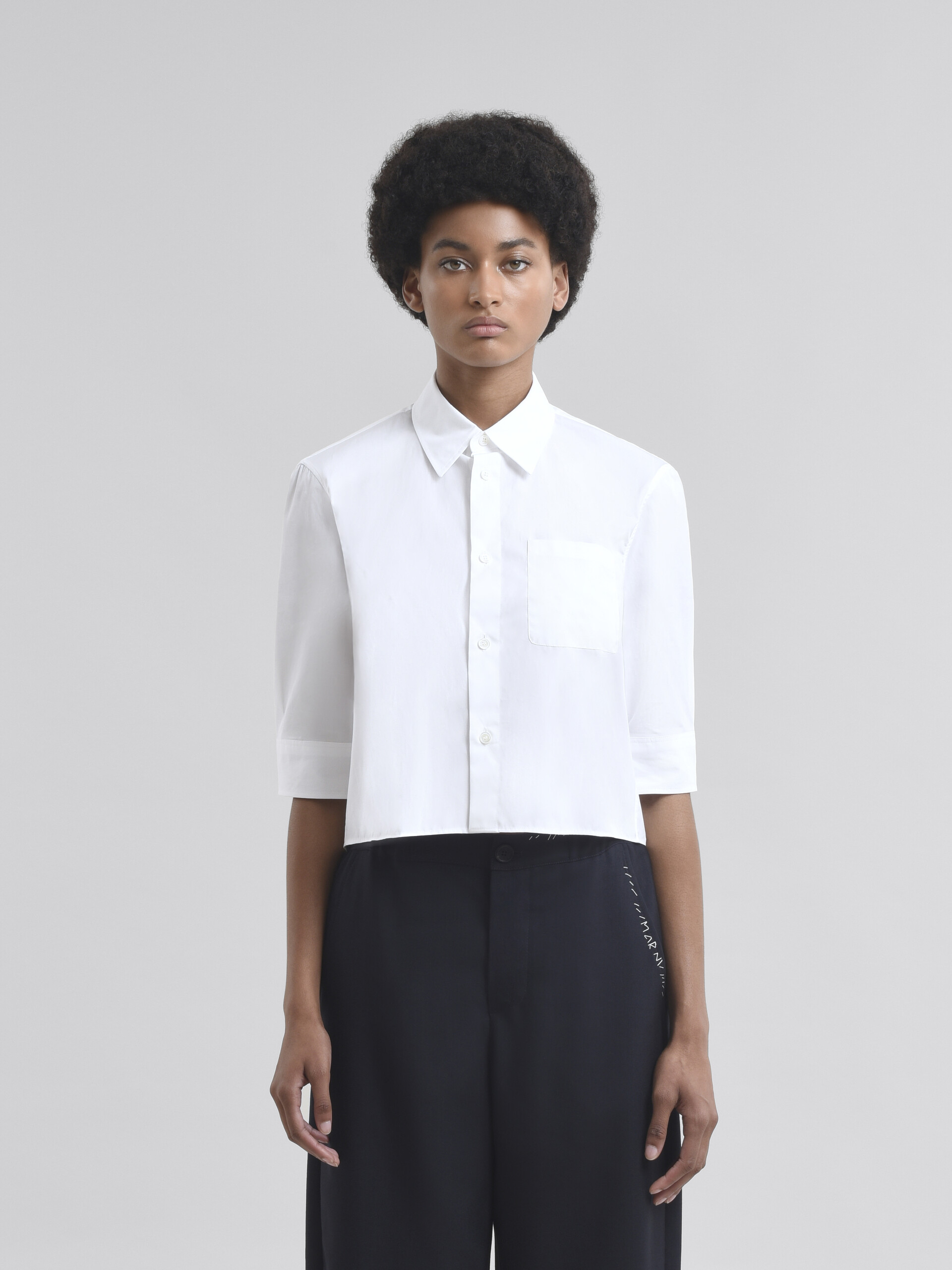 White poplin cocoon shirt - Shirts - Image 2