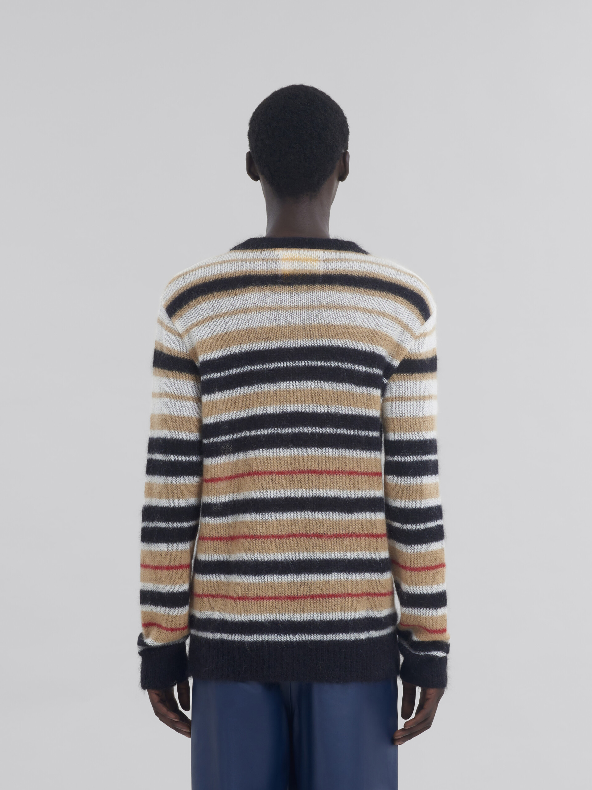 Beige striped brushed mohair jumper - Pullovers - Image 3