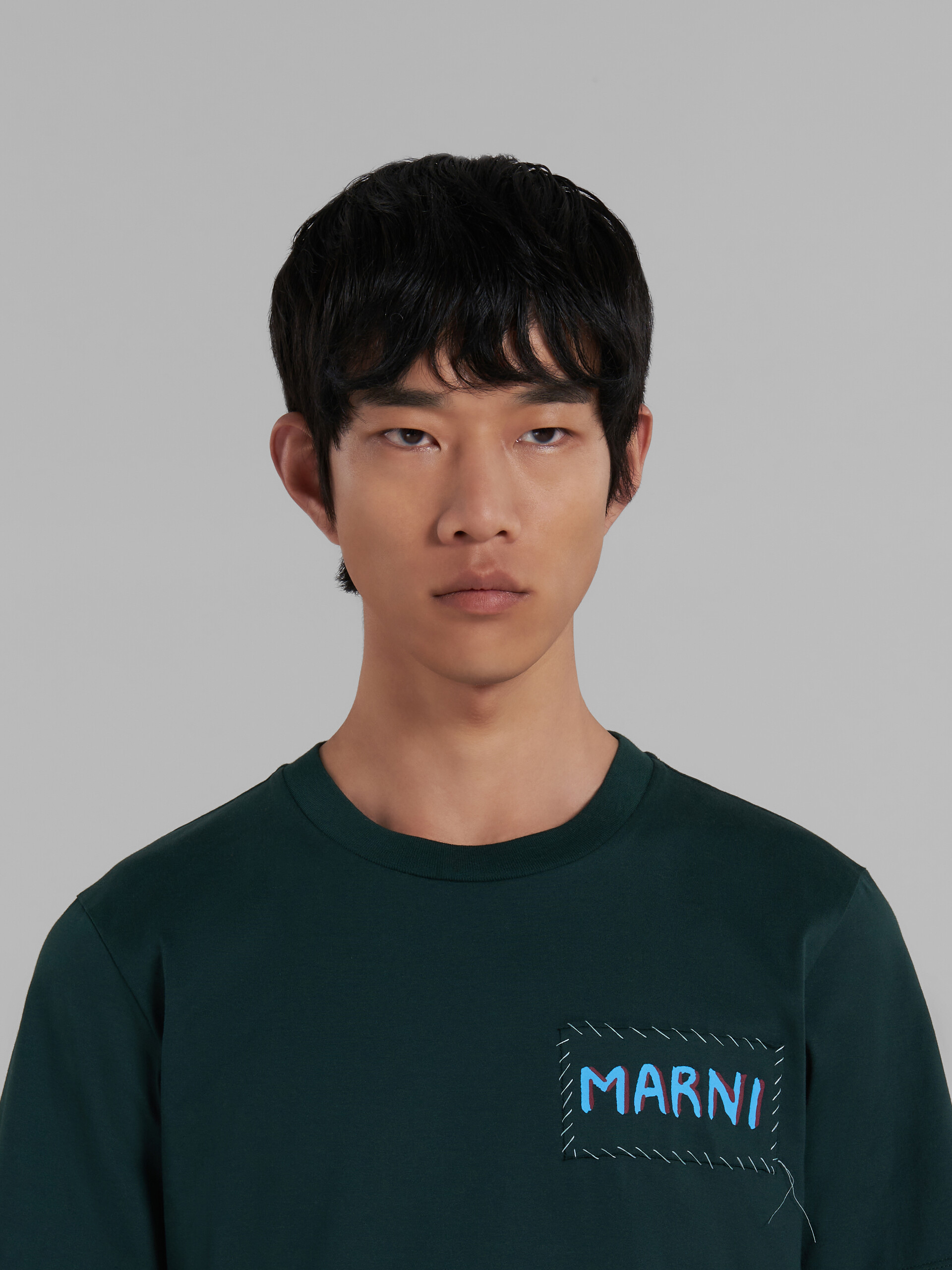 Camiseta verde de algodón ecológico con parche Marni - Camisetas - Image 4