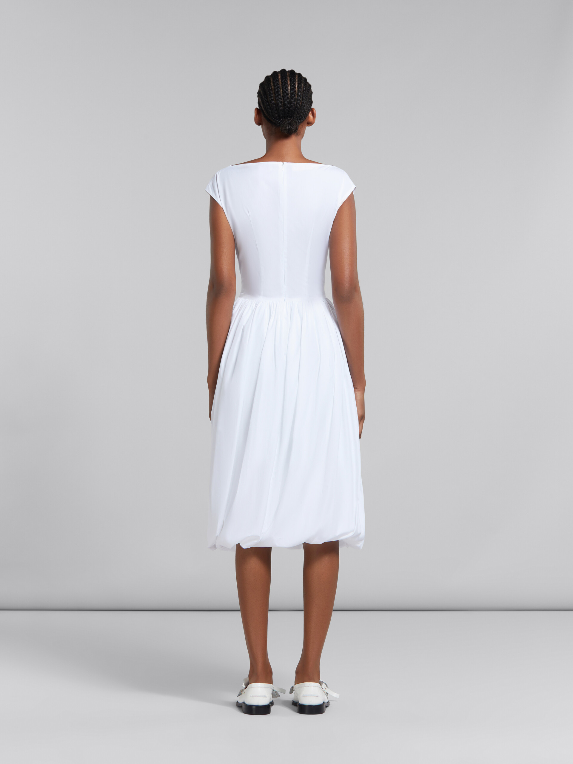 ホワイト オーガニックポプリン地 バルーンドレス - ドレス - Image 3