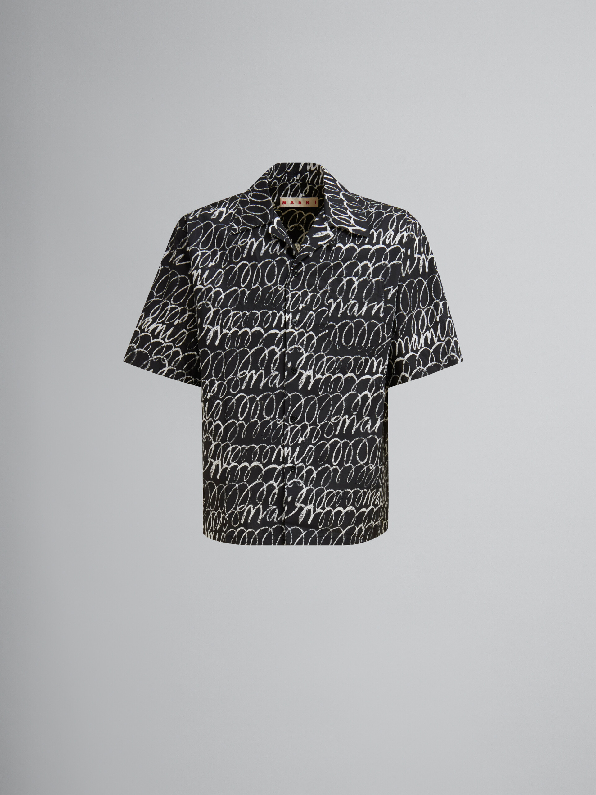 ブラック Marni Scribbleモチーフ ポプリン製 ボーリングシャツ - シャツ - Image 1