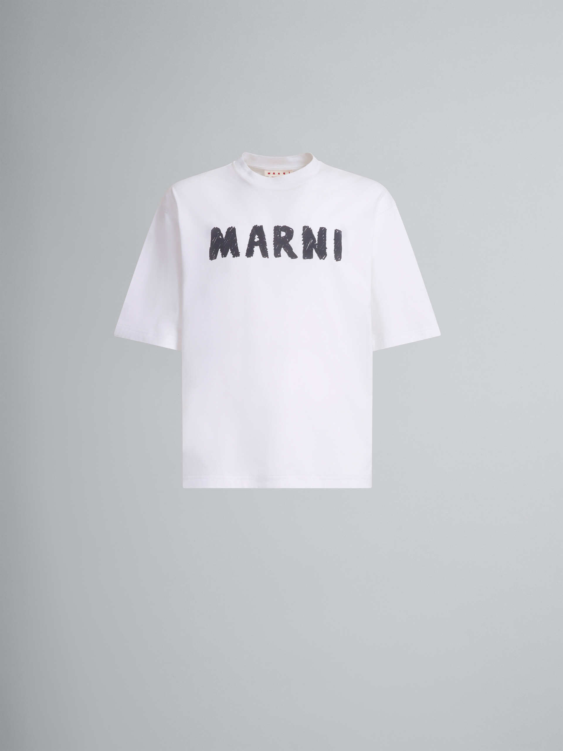 White organic cotton t-shirt with Marni logo - Shirts - Image 1