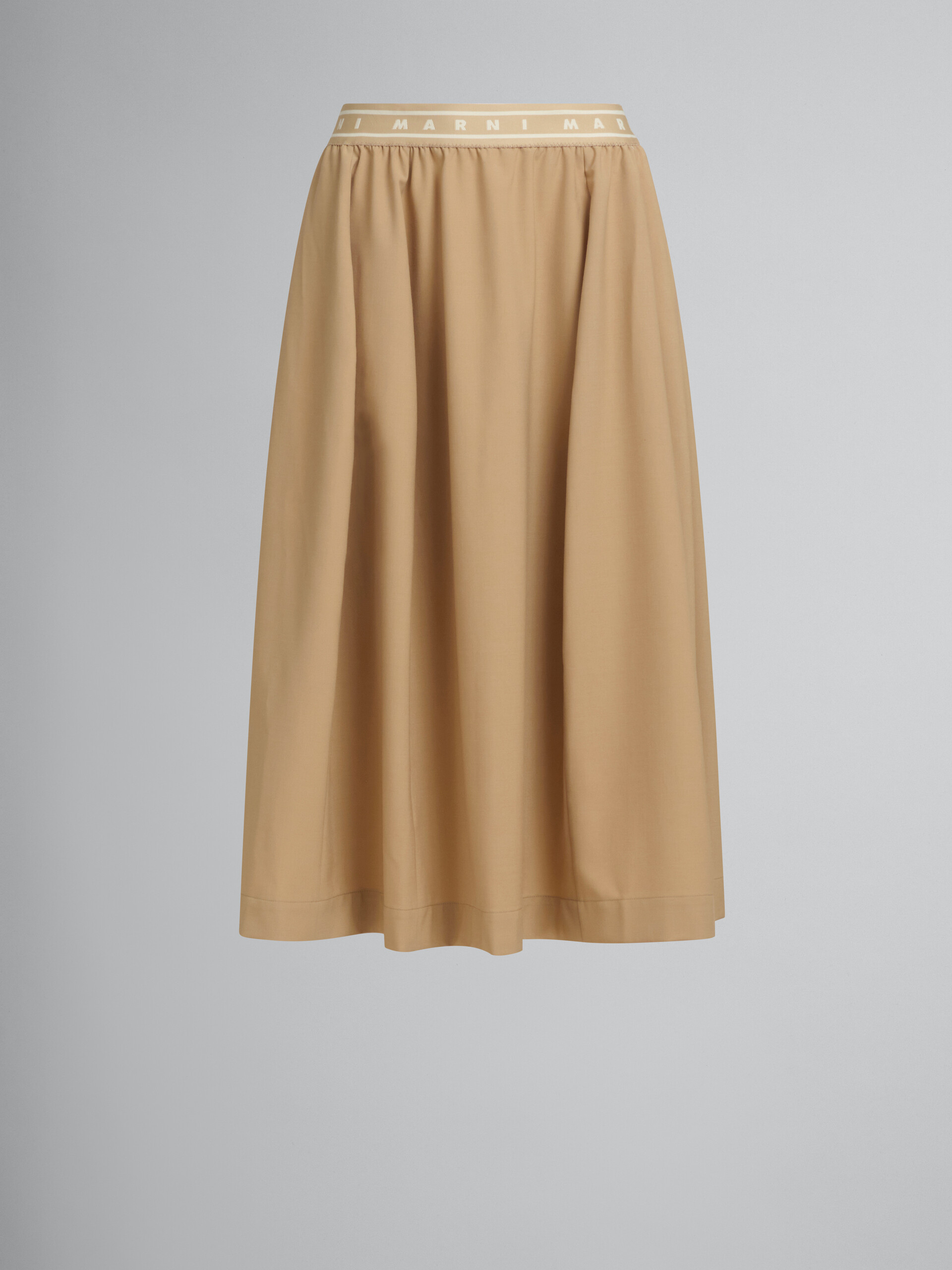 Beige wool blend midi skirt with Marni Symbol - Skirts - Image 1