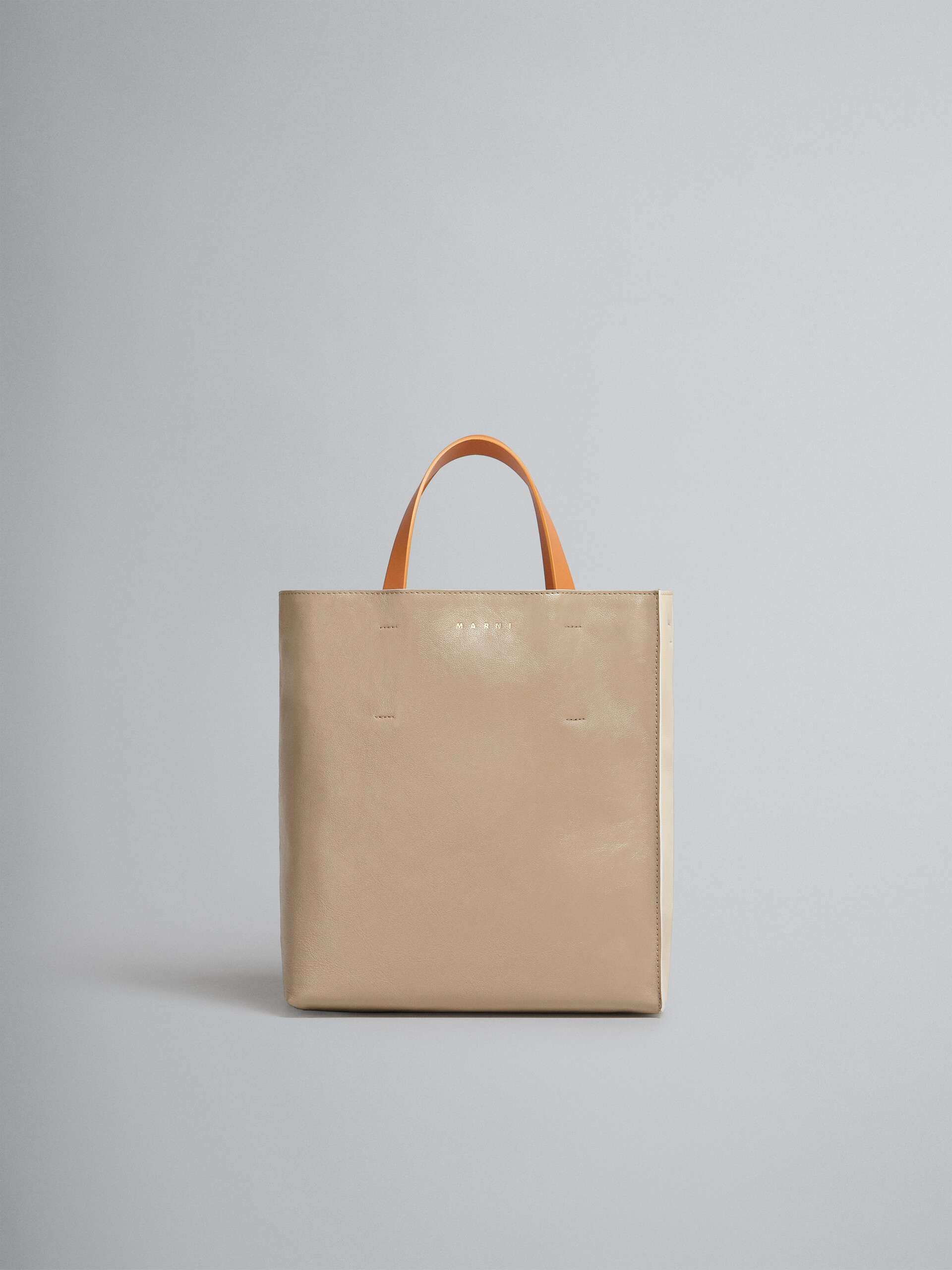 Brown pale blueblack tumbled leather MUSEO SOFT bag - Shopping Bags - Image 1