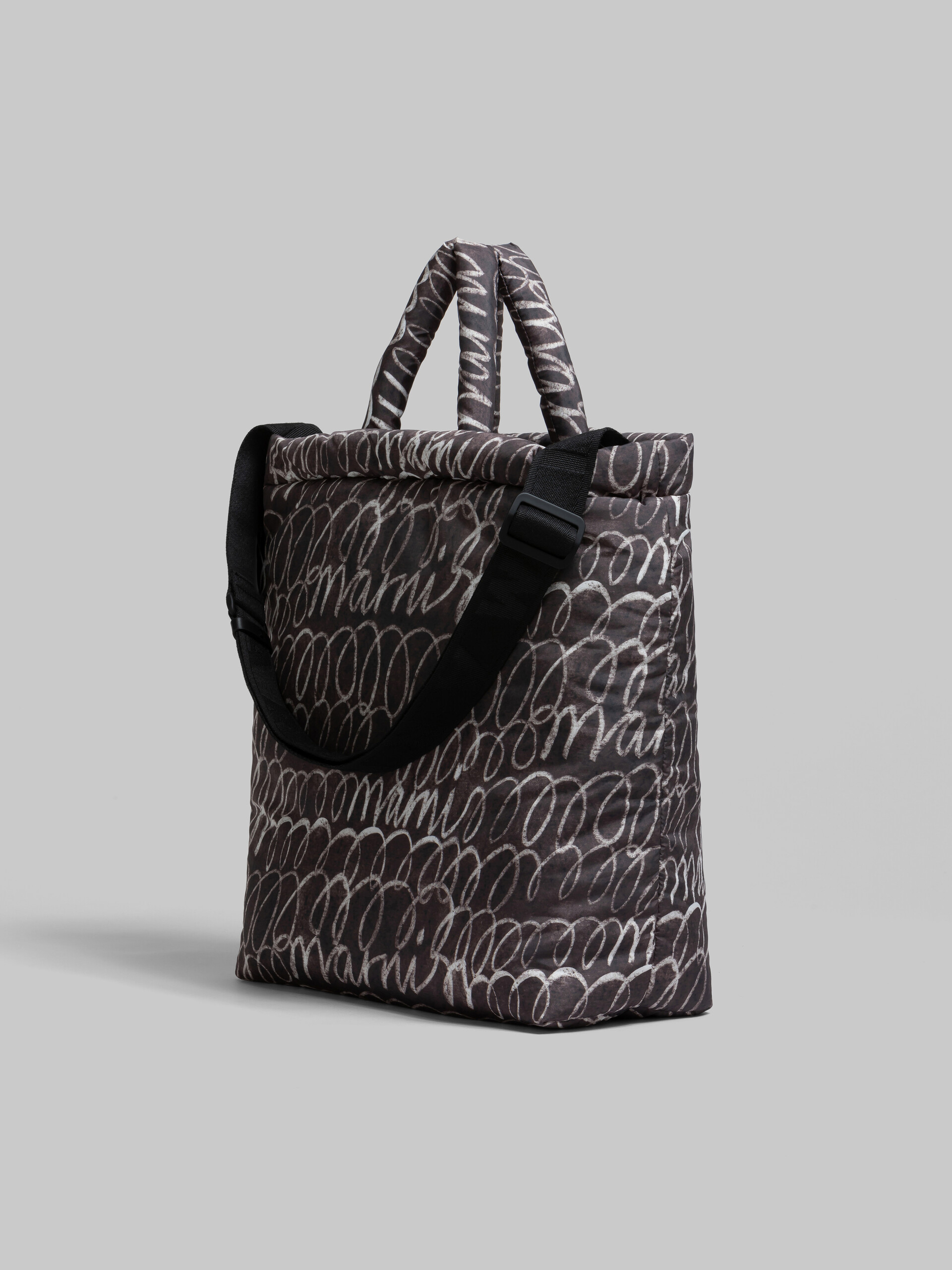 Tote bag imbottita nera con stampa Scribble Marni - Borse shopping - Image 2
