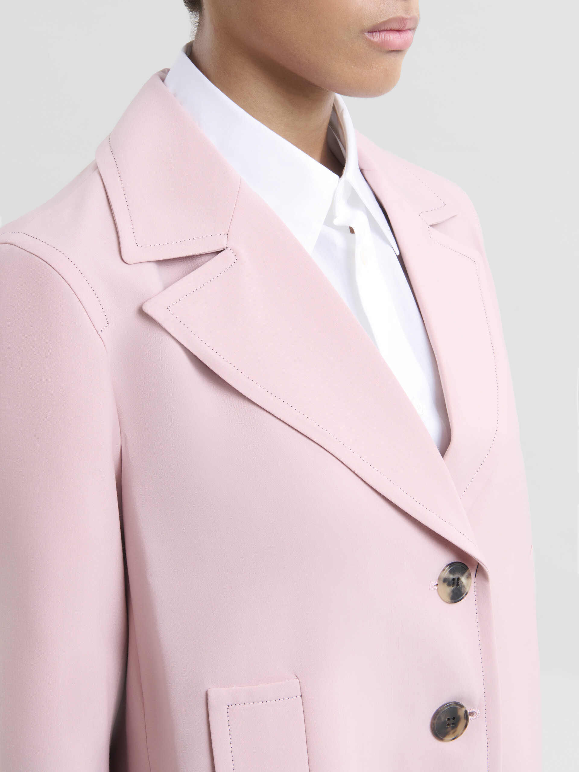 Pink virgin wool A-line jacket - Jackets - Image 4