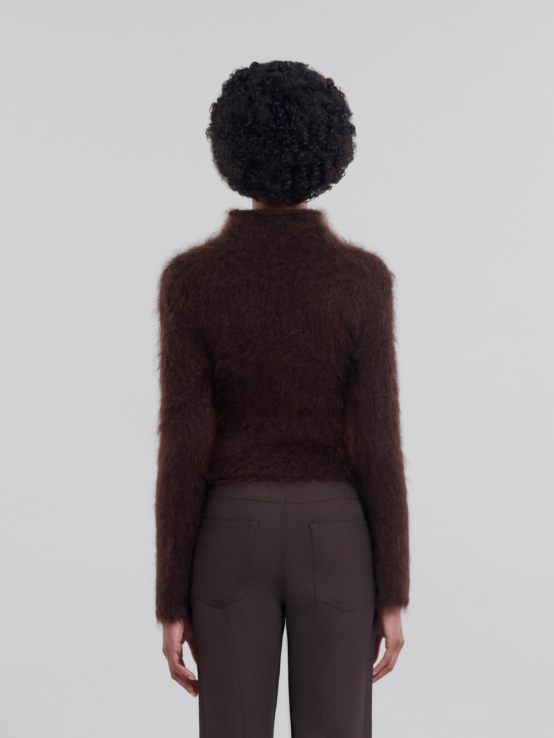 Brushed brown mohair turtleneck - Pullovers - Image 3