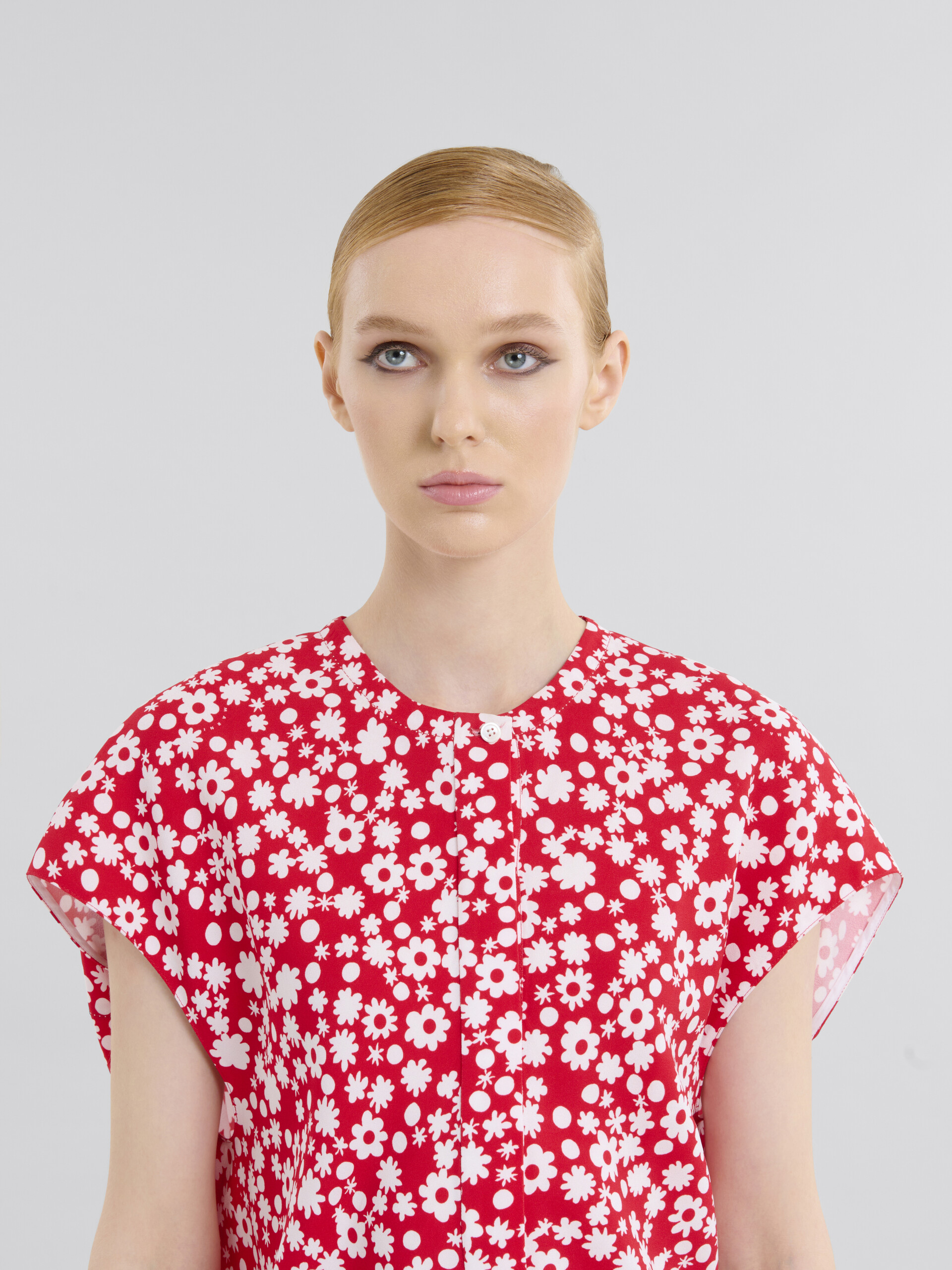 Red and white Pop Fields print shirt - Shirts - Image 4