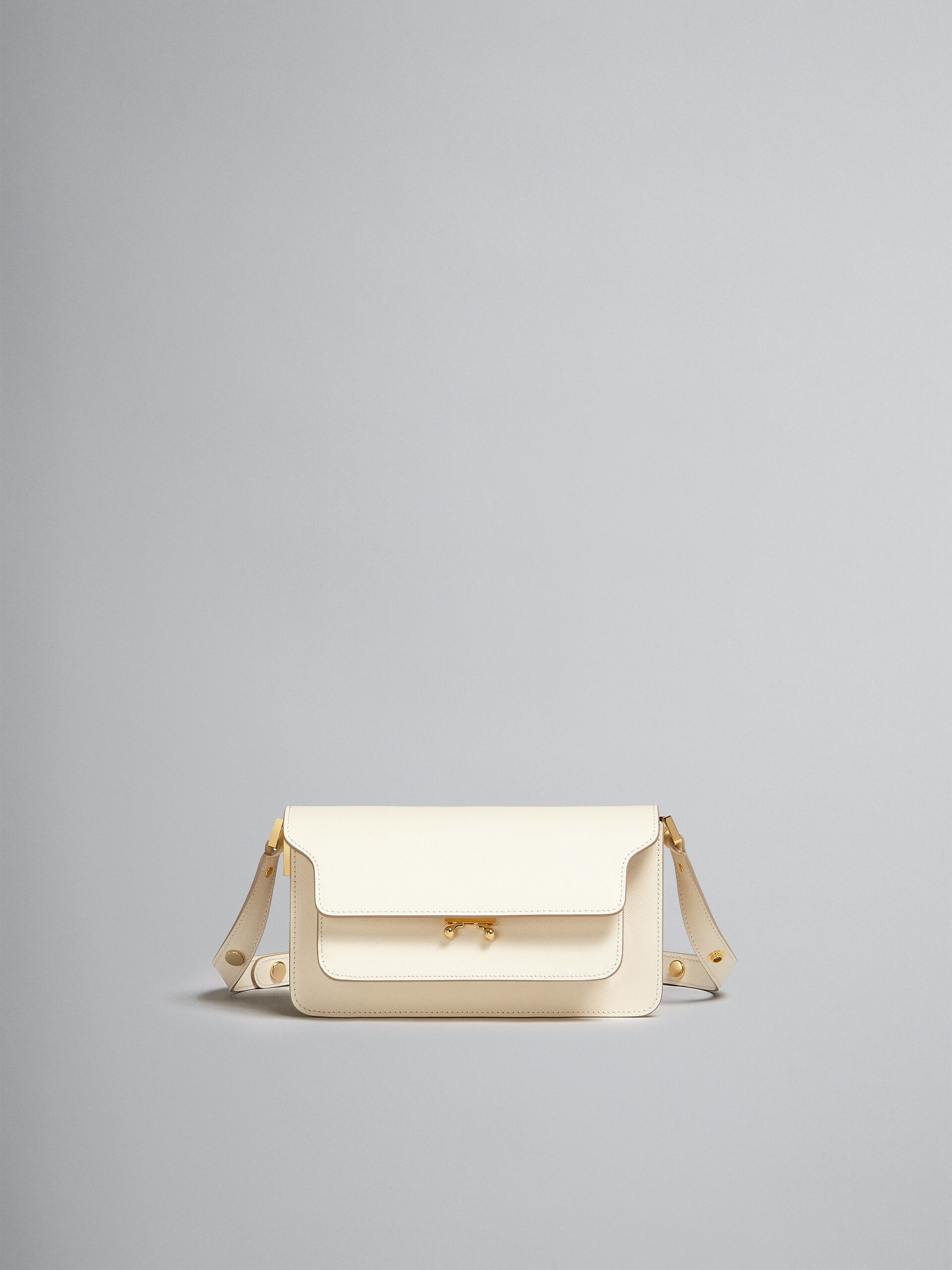 Sac Trunk horizontal en cuir Saffiano blanc - Sacs portés épaule - Image 1