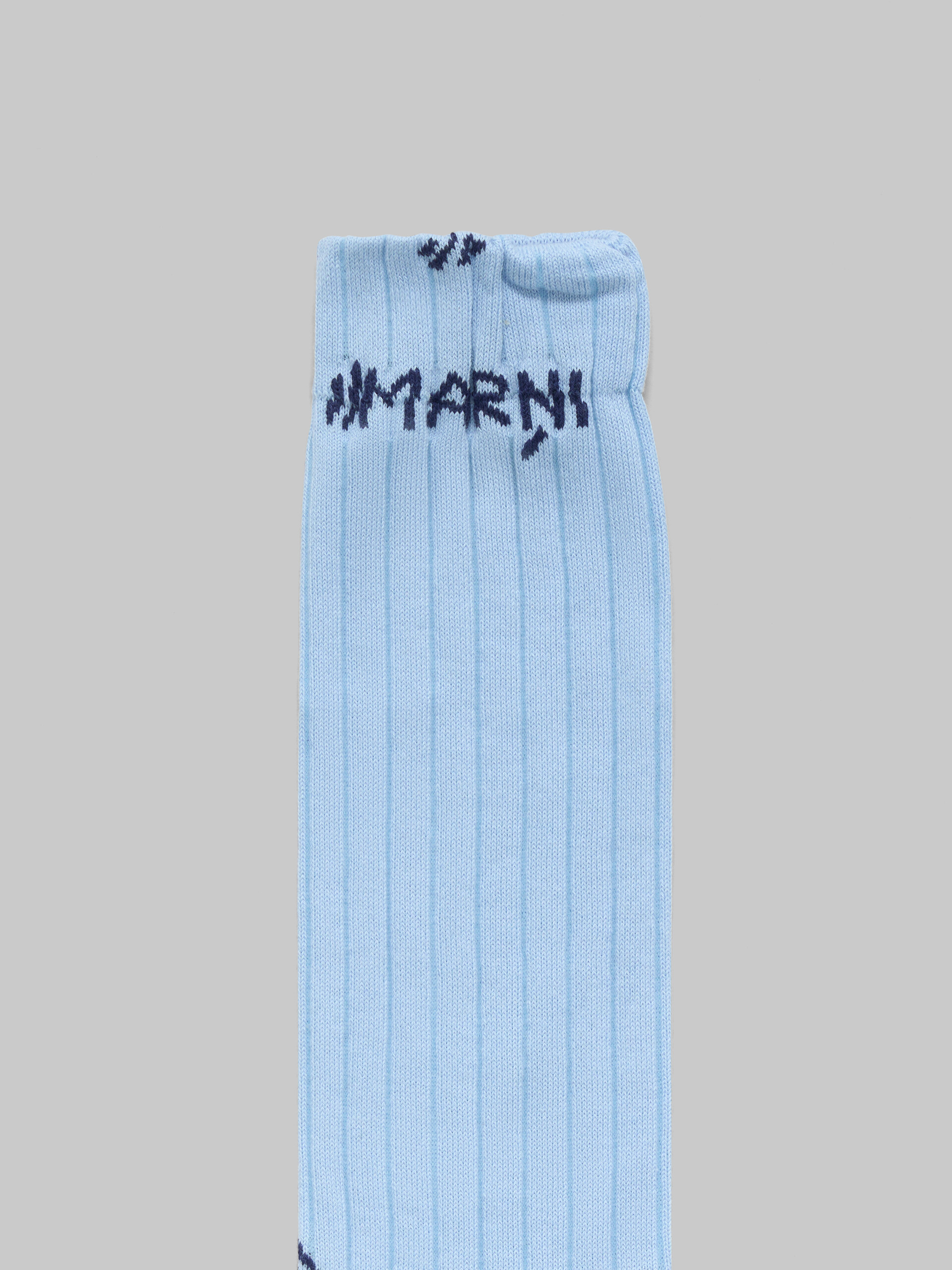 Light blue ribbed cotton socks with Marni mending - Socks - Image 3