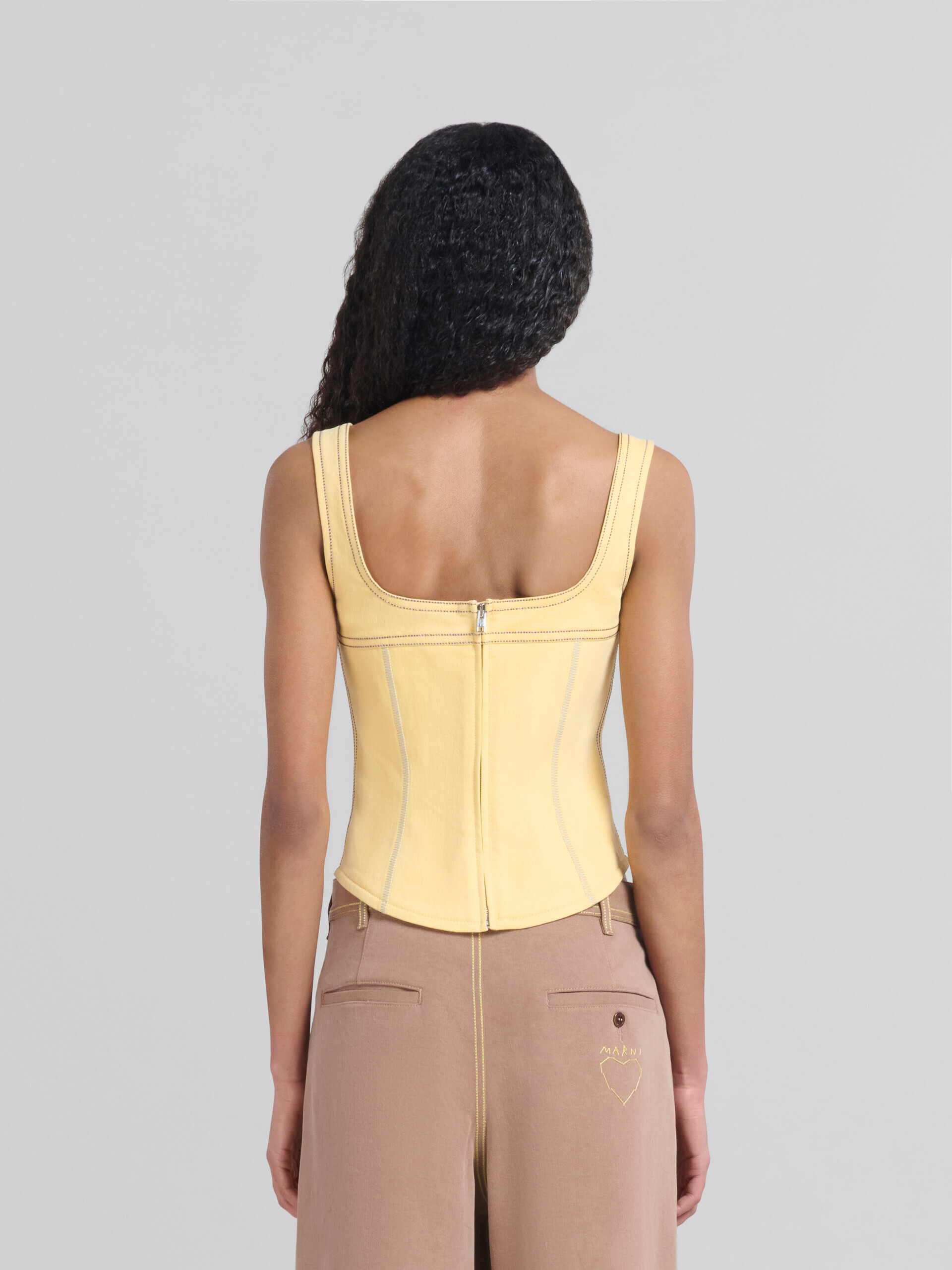 Yellow organic denim corset top - Shirts - Image 3