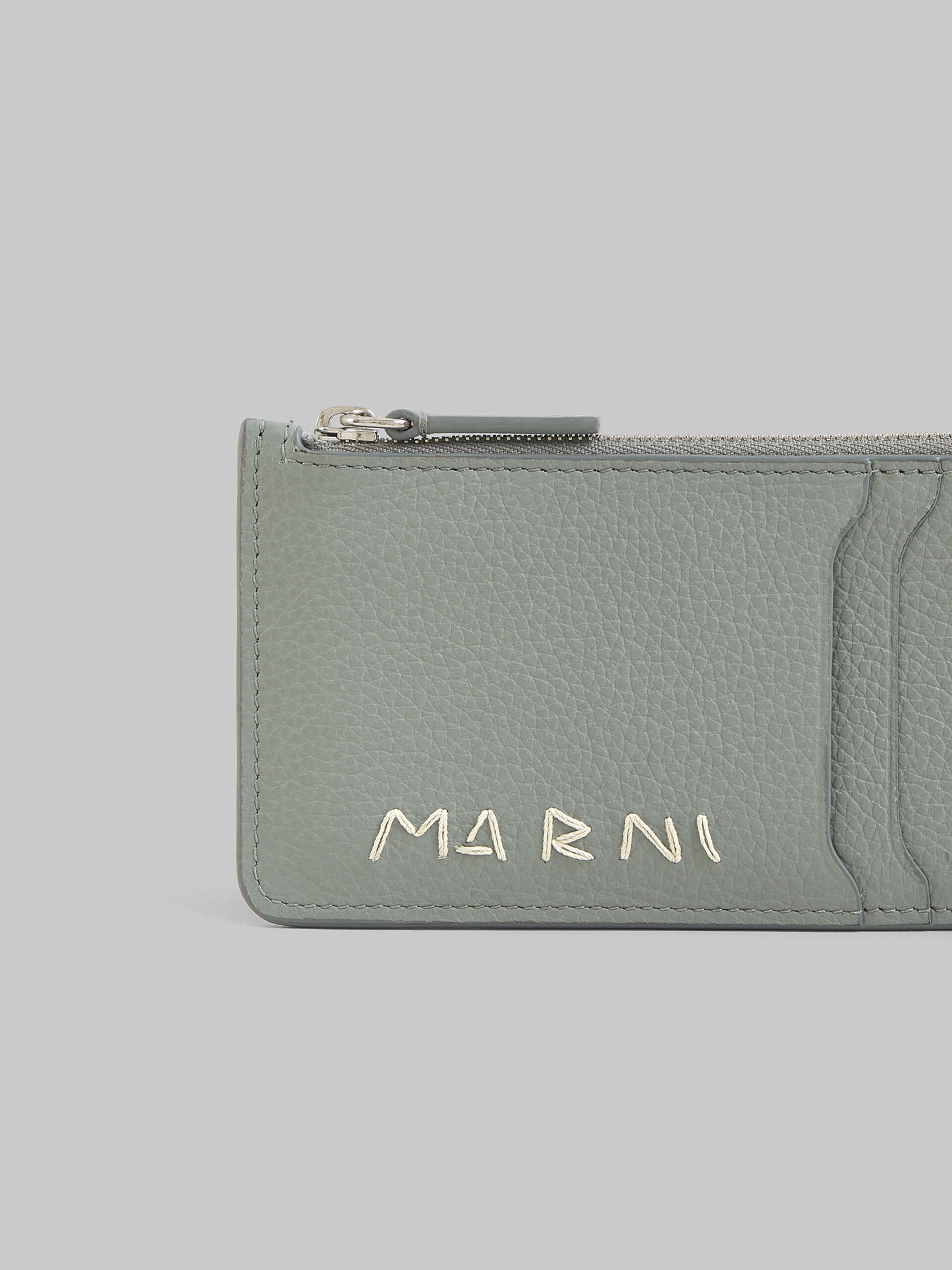 Black leather card case with Marni Mending embroidery - Wallets - Image 3