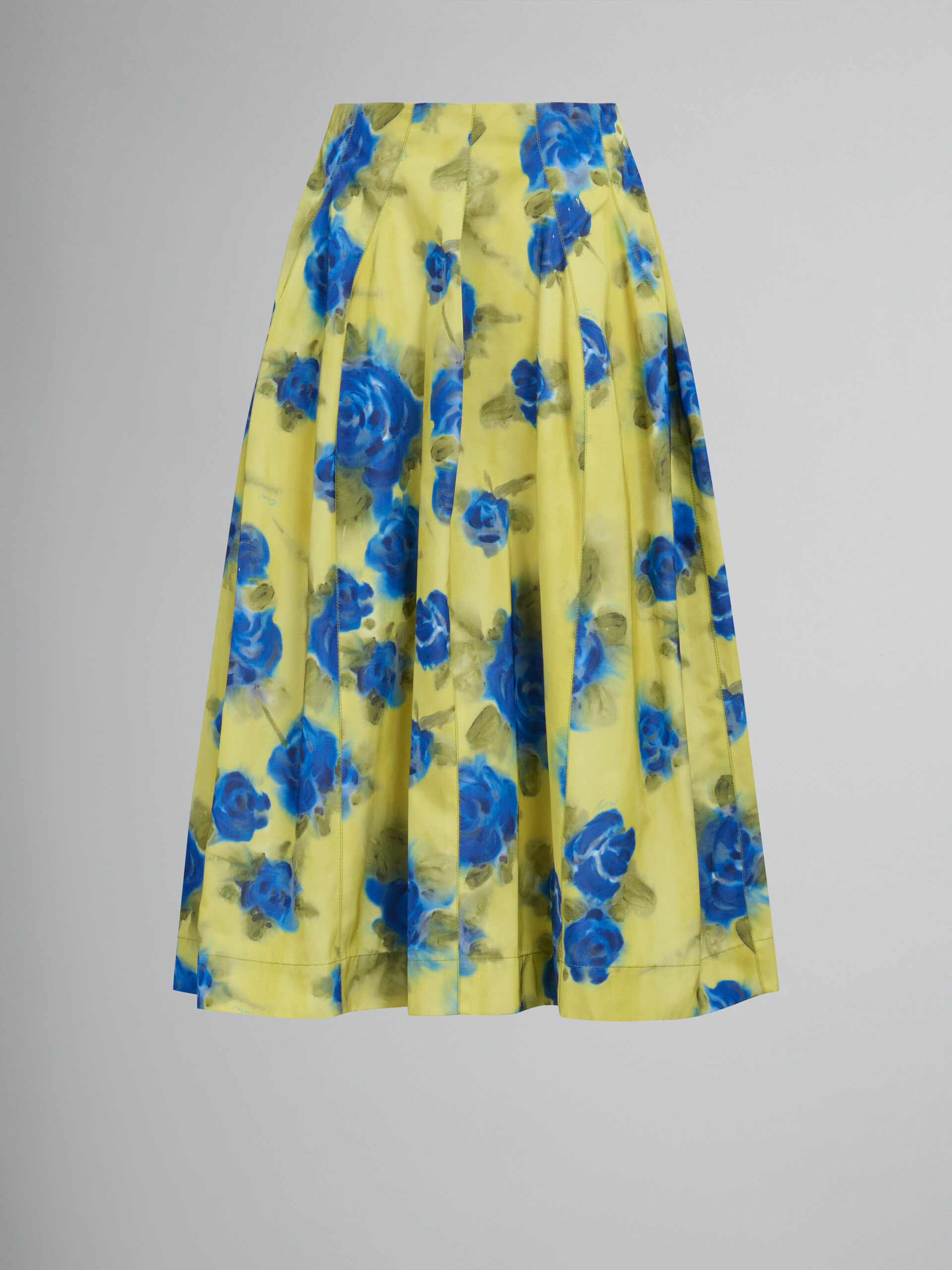 Falda de talle alto amarilla de tafetán con estampado Idyll - Faldas - Image 1